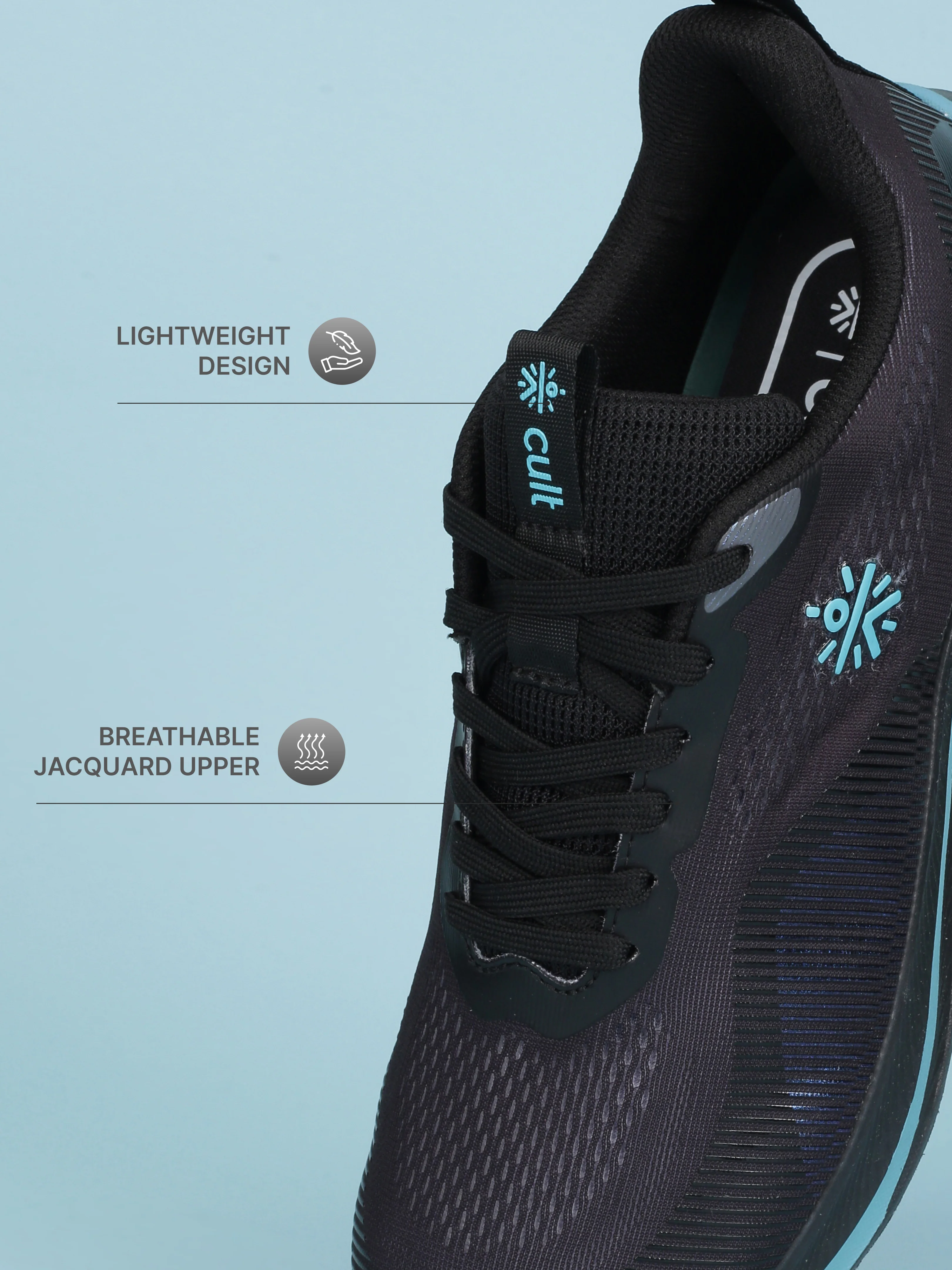 Cult Men's Typhon Running Shoes - Black/Turquoise - Image 5