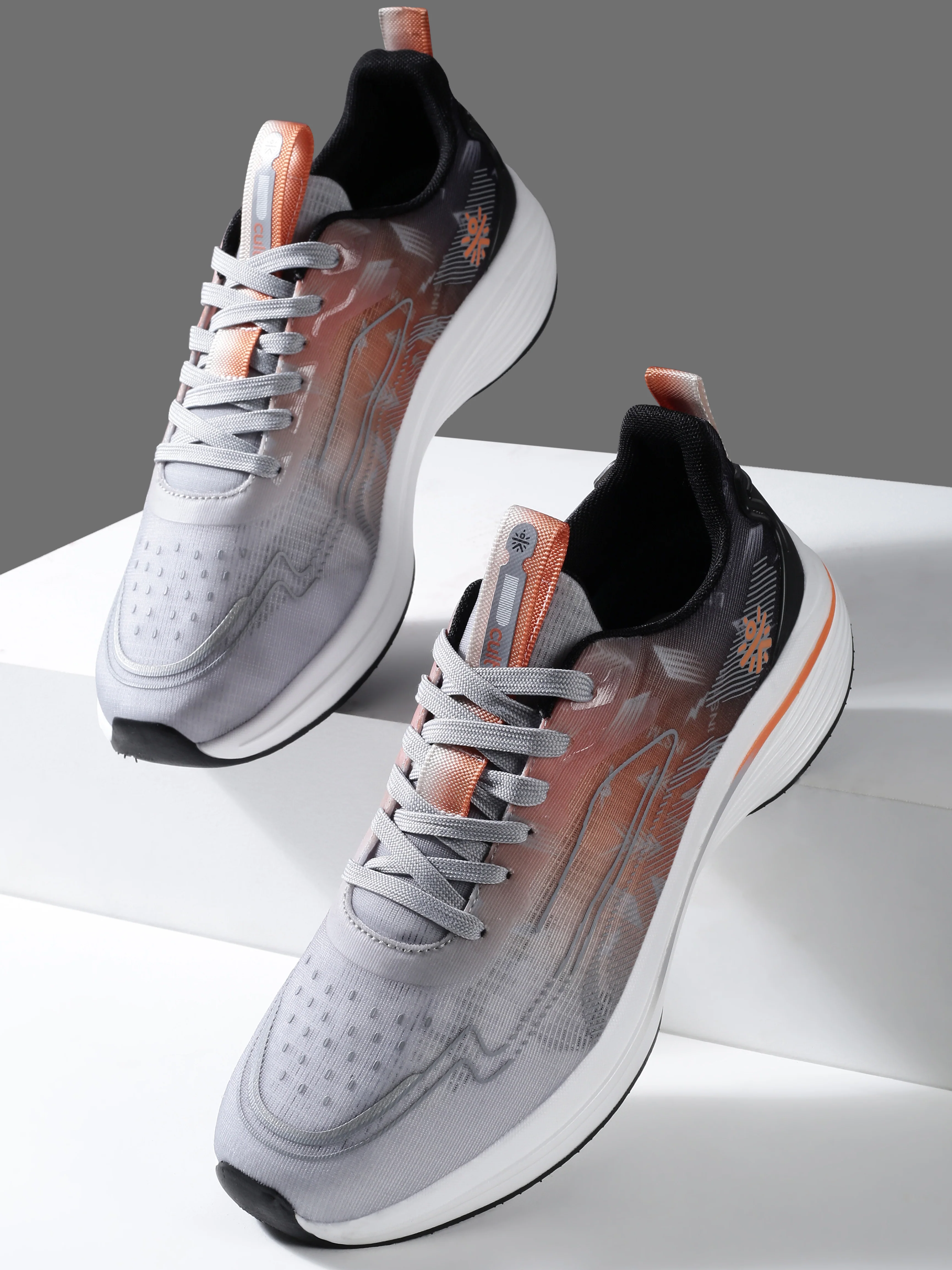 cult Men's Xypher Running Shoes - D.Grey/Orange - Image 2