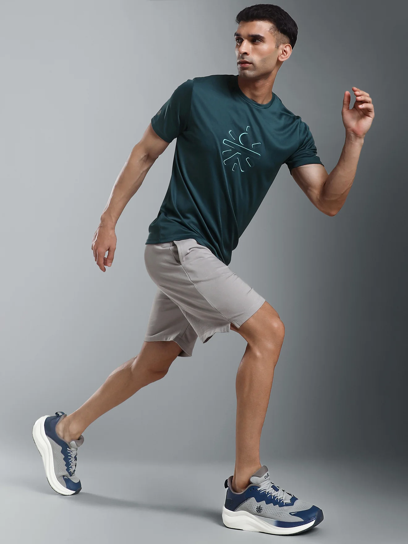 cult Men's Zeon Running Shoes - L.Grey/Teal - Image 2