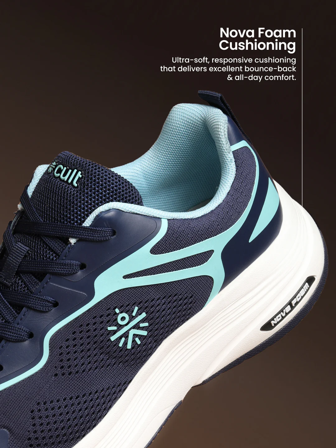 cult Men's Zyon Running Shoes with Durable Rubber Outsole & Cushioning for Runs up to 20 km - Teal/Mint - Image 6
