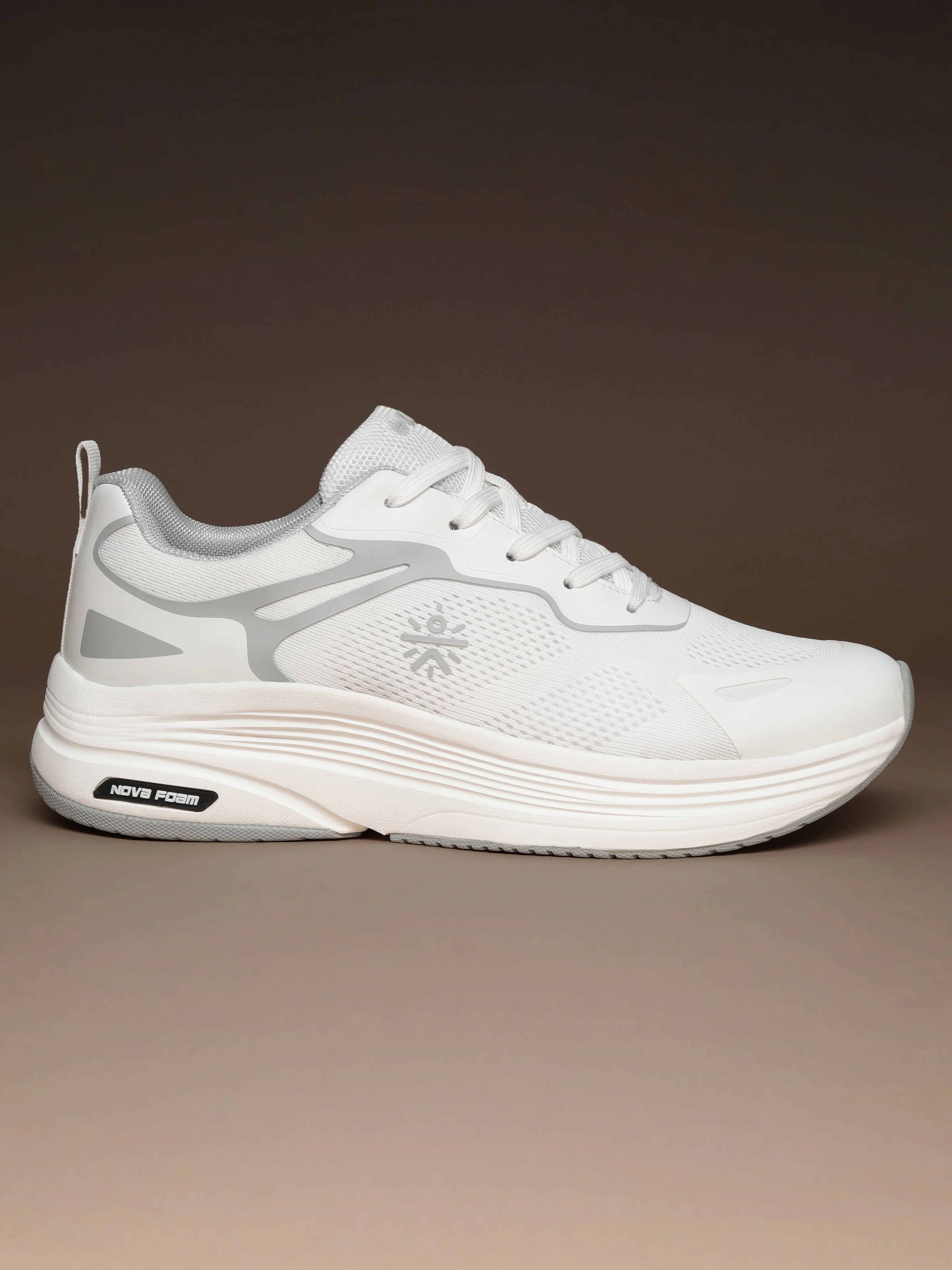 cult Men's Zyon Running Shoes with Durable Rubber Outsole & Cushioning for Runs up to 20 km - White/L.Grey - Image 3