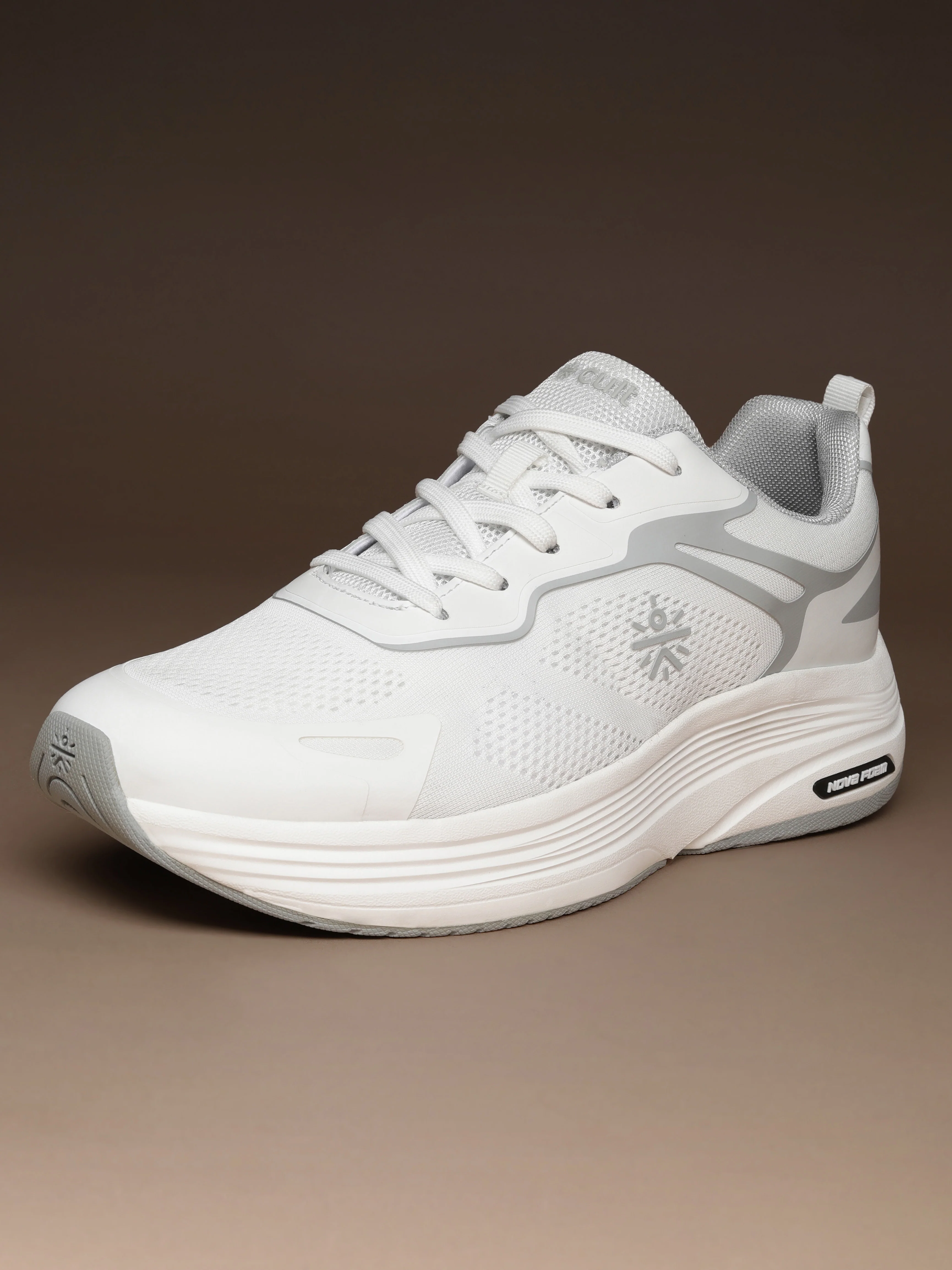 cult Men's Zyon Running Shoes with Durable Rubber Outsole & Cushioning for Runs up to 20 km - White/L.Grey - Image 4