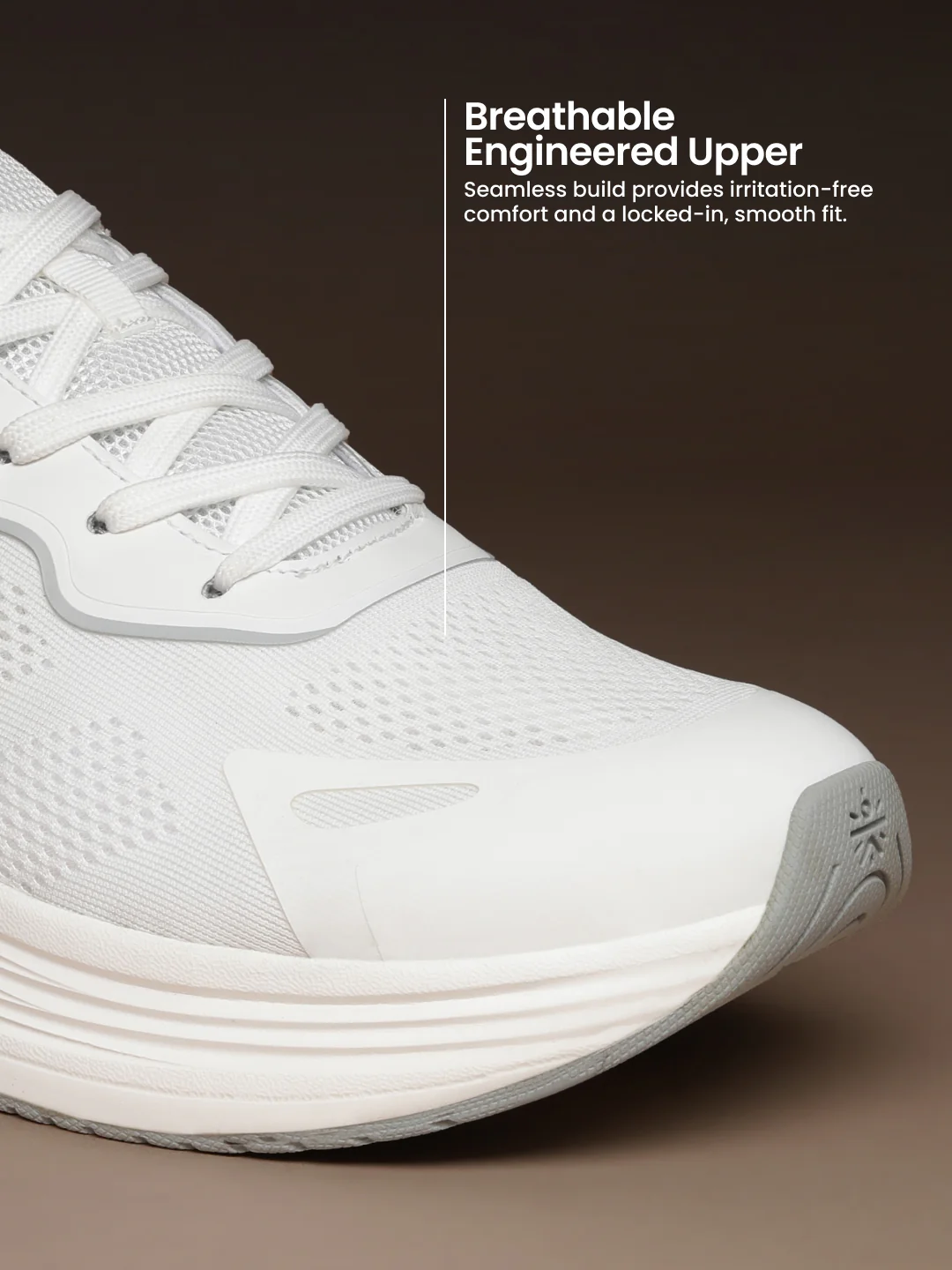 cult Men's Zyon Running Shoes with Durable Rubber Outsole & Cushioning for Runs up to 20 km - White/L.Grey - Image 5