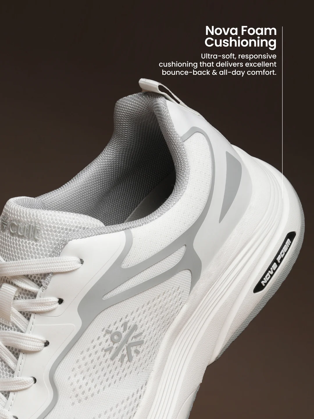 cult Men's Zyon Running Shoes with Durable Rubber Outsole & Cushioning for Runs up to 20 km - White/L.Grey - Image 6
