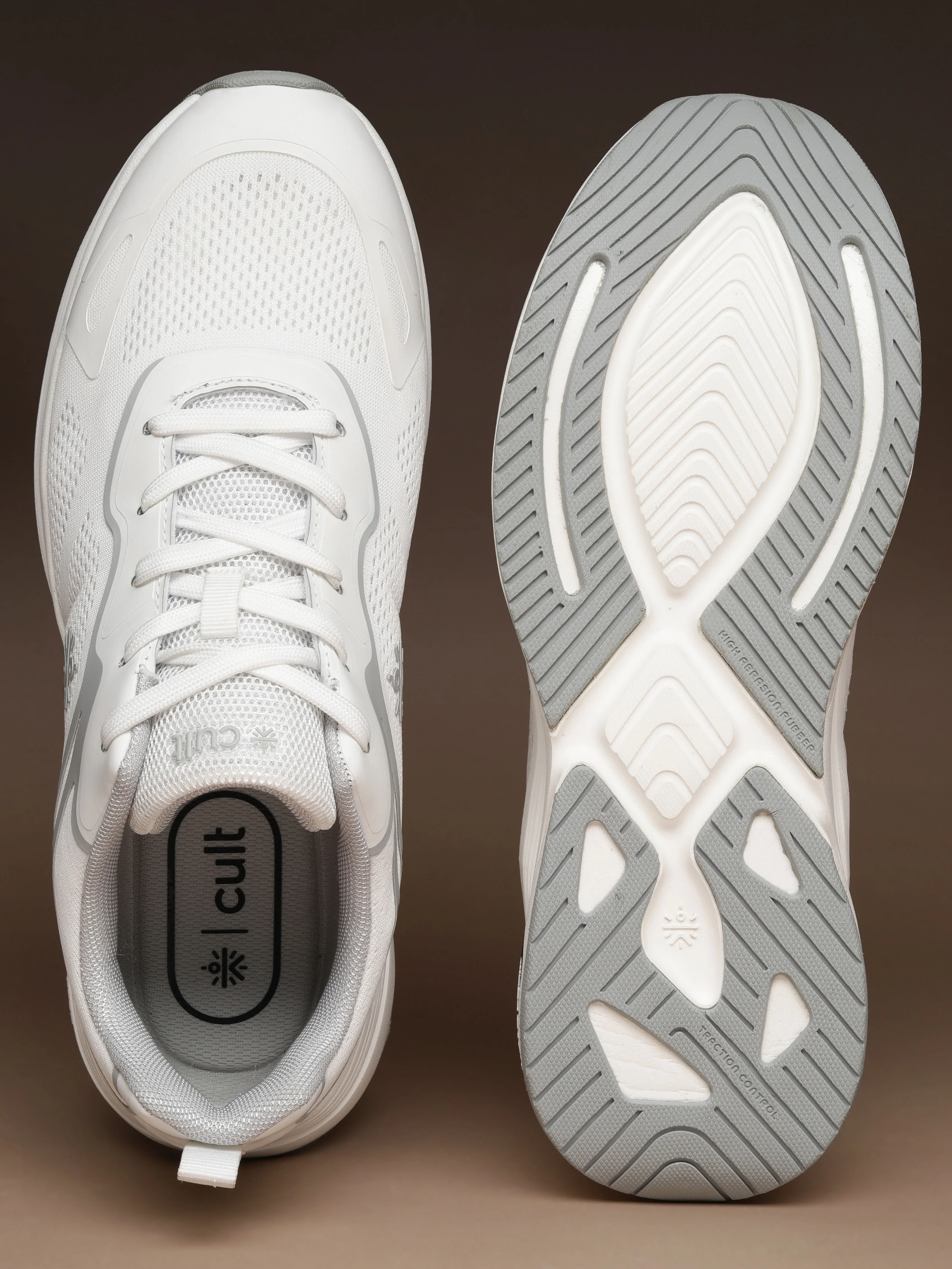 cult Men's Zyon Running Shoes with Durable Rubber Outsole & Cushioning for Runs up to 20 km - White/L.Grey - Image 9