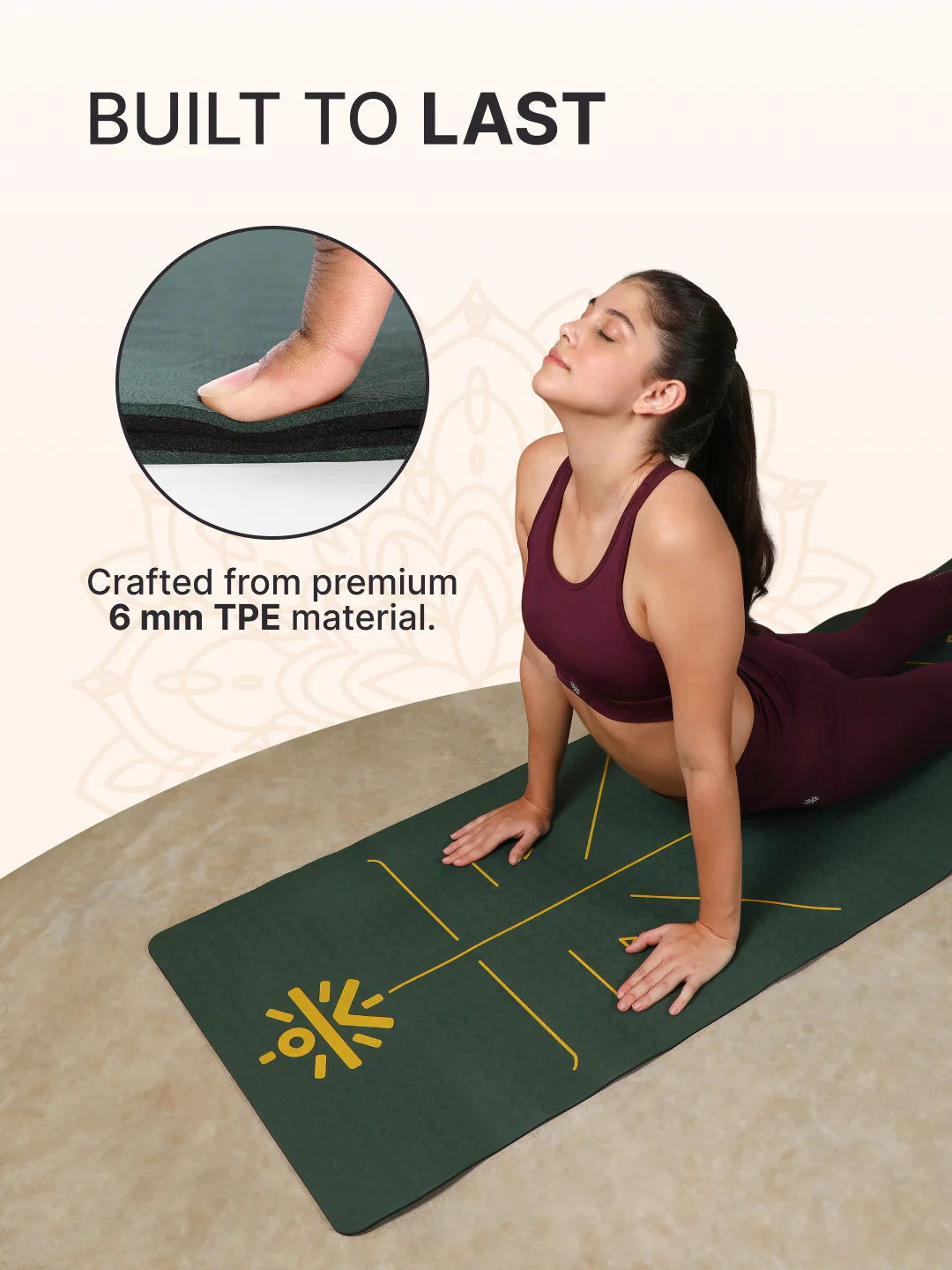 cult Mindful Movement Yoga Kit - Yoga Mat TPE 6mm Green Alignment ,Yoga Block Green Pair of 2 & Yoga Belt Black - Image 4