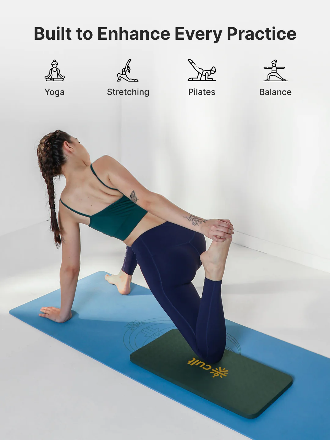 cult Mindful Movement Yoga Kit -Yoga Wheel Green,,Yoga Block Green Pair of 2 & Yoga Knee Pad Green - Image 4