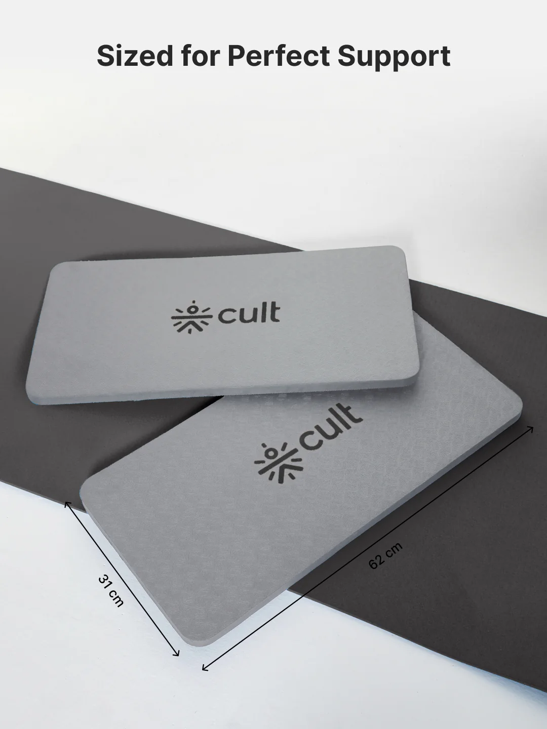 cult Mindful Movement Yoga Kit - Yoga Wheel Grey,Yoga Block Grey Pair of 2 & Yoga Knee Pad Grey - Image 5