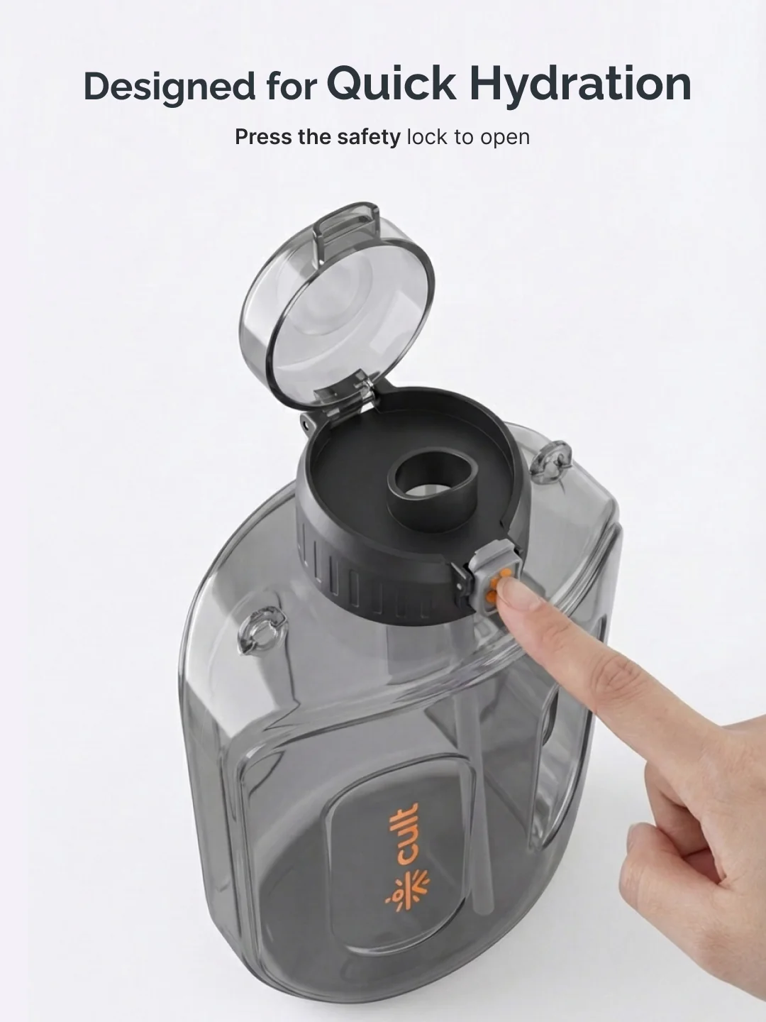 Cult Mini Gallon 1.8L Water Bottle with Straw & Strap BPA-Free Leakproof Gym Bottle 1800ml Hydration Bottle Black - Image 5