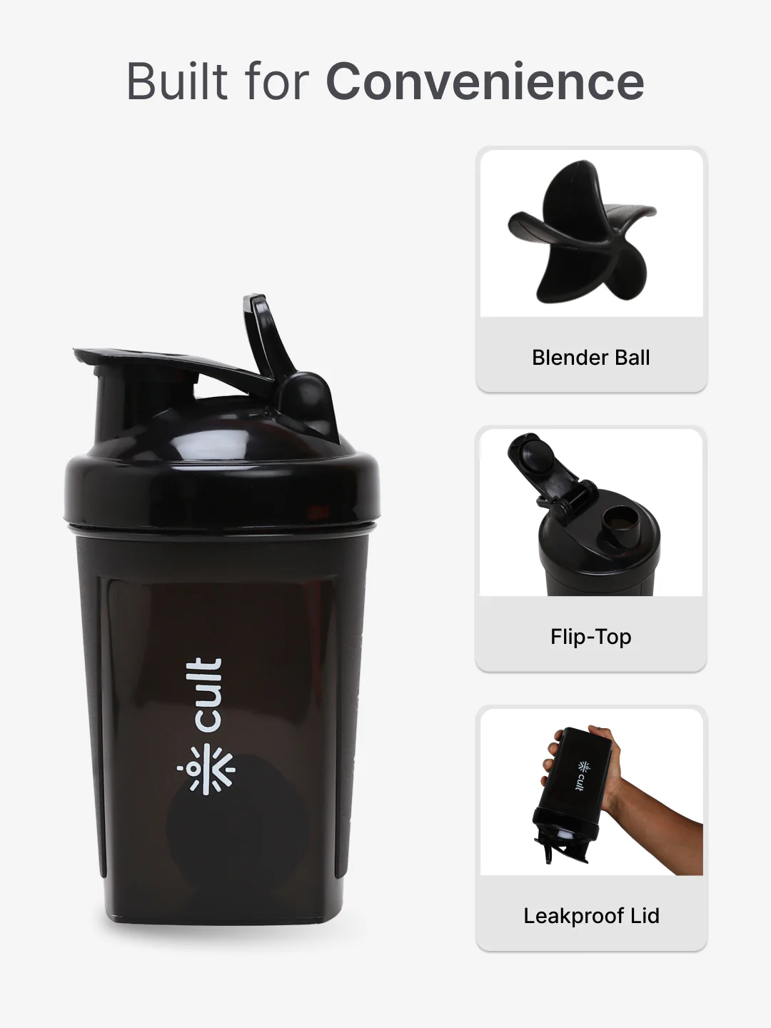 cult Micro Shaker 500ML Unisex Black - Image 4