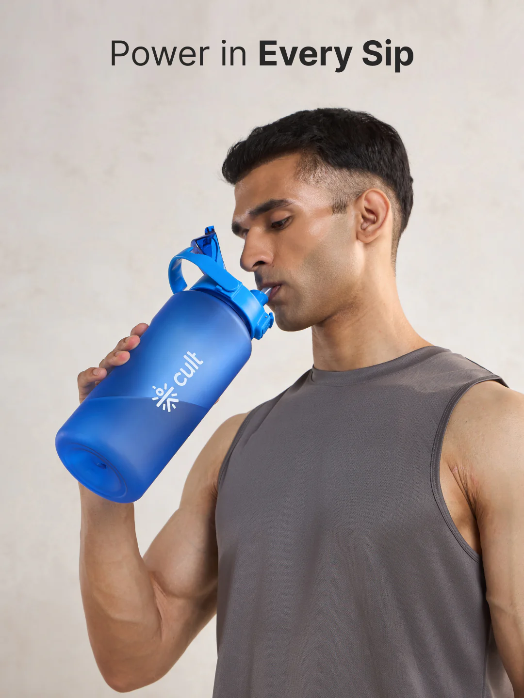 CULT Motivational Water Bottle 2L with Time Marker & Straw Large BPA-Free Gym Sipper Bottle, Portable Sports Water Bottle for Men & Women (Blue) - Image 4