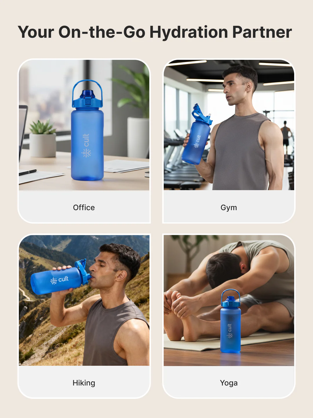 CULT Motivational Water Bottle 2L with Time Marker & Straw Large BPA-Free Gym Sipper Bottle, Portable Sports Water Bottle for Men & Women (Blue) - Image 7