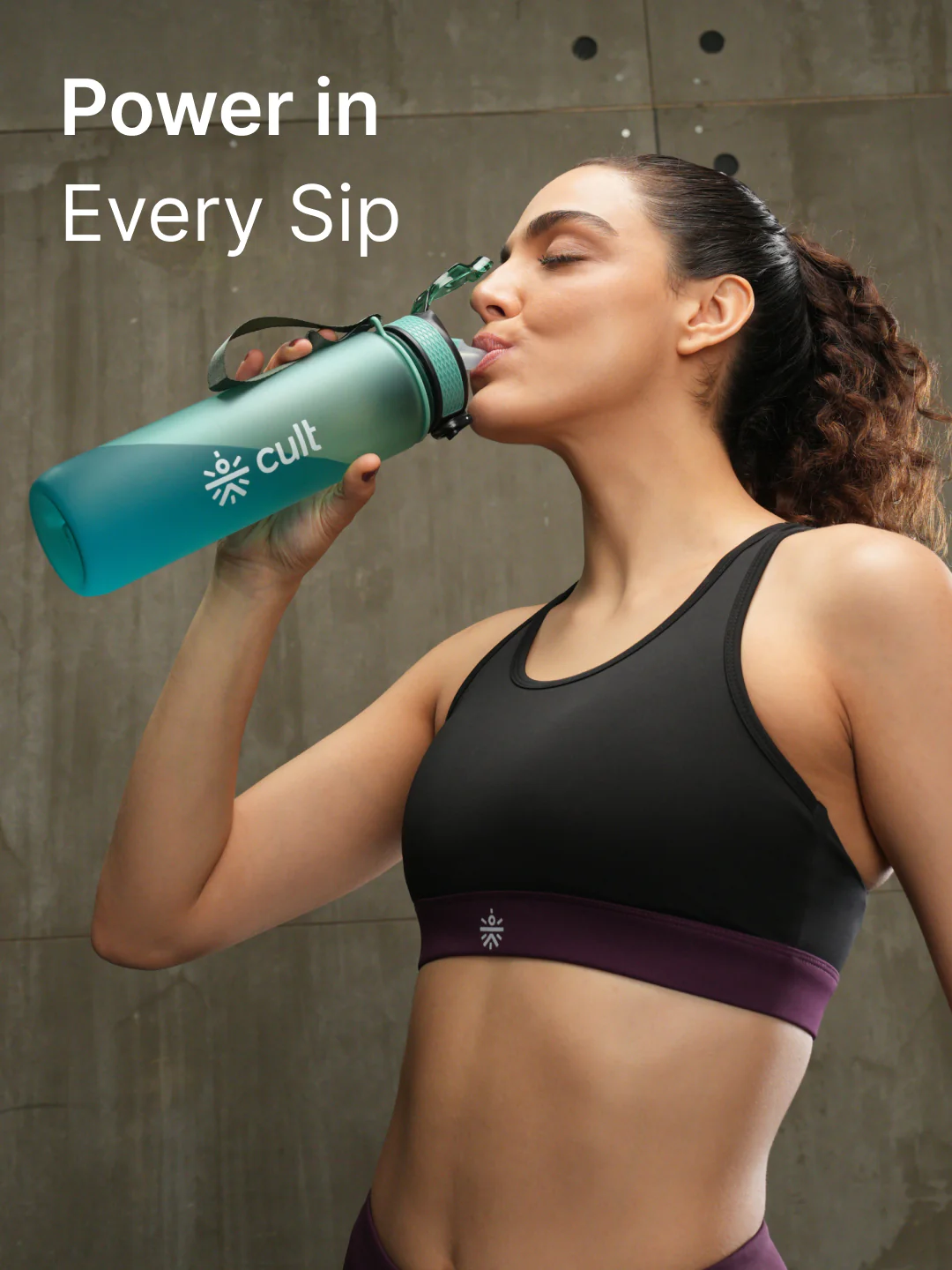 cult Motivational Bottle 1L Unisex Time Mark Sipper with Straw Mint Green - Image 2