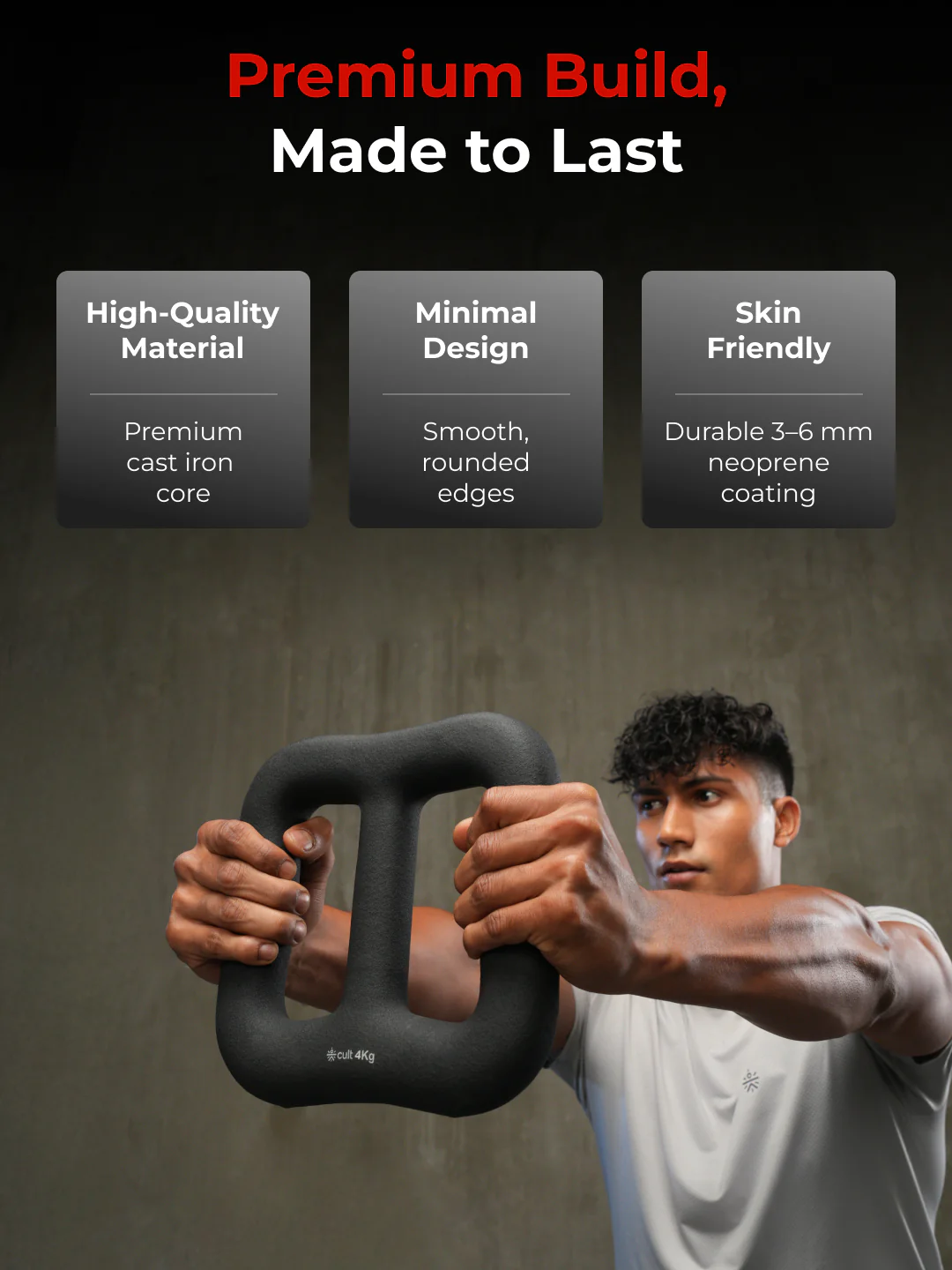 Cult MultiFlex 4KG 3-in-1 Neoprene Coated Weight | Use as Kettlebell, Dumbbell & Weight Plate | Ideal for Full Body Workouts - Image 4