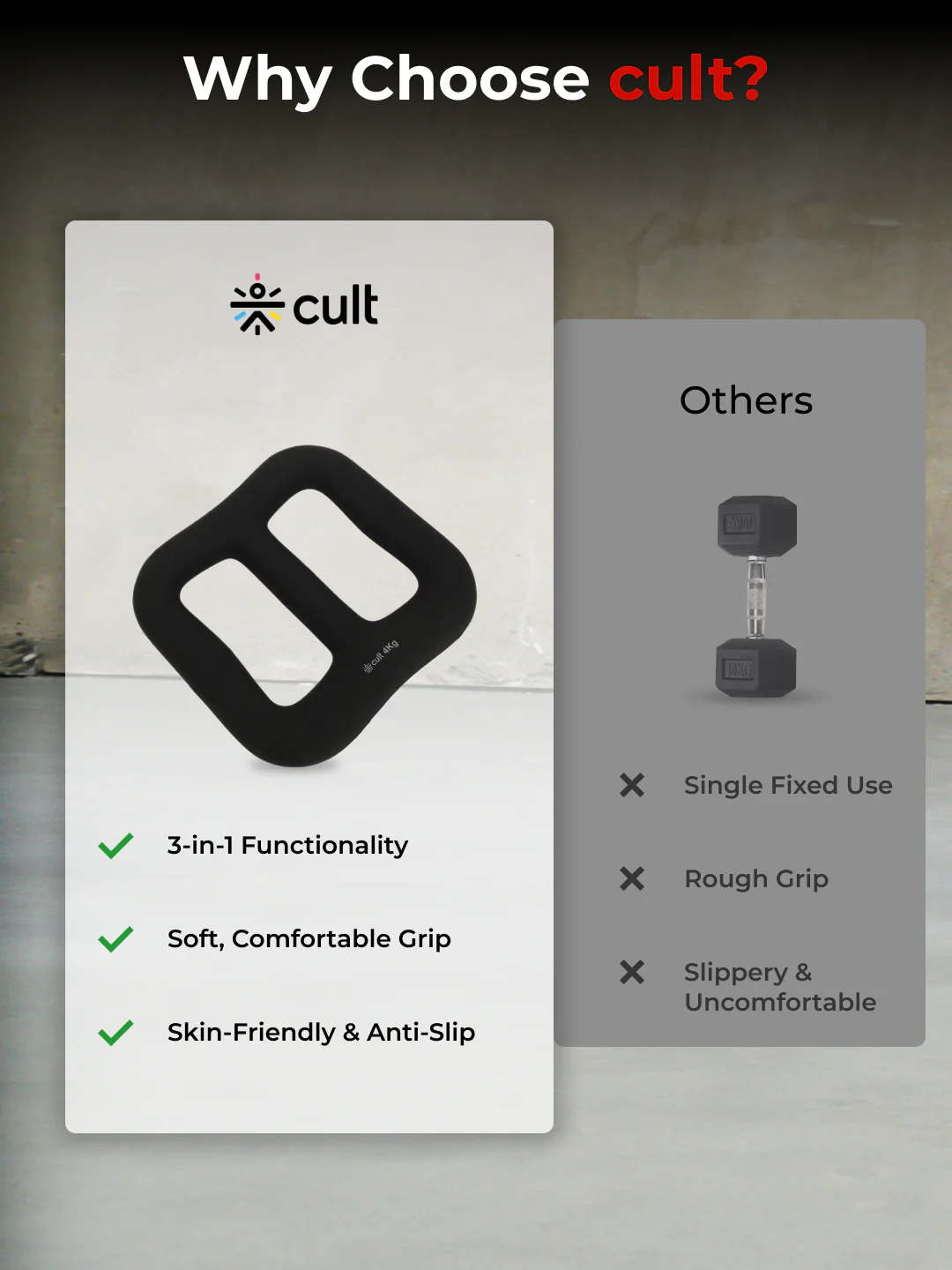 Cult MultiFlex 4KG 3-in-1 Neoprene Coated Weight | Use as Kettlebell, Dumbbell & Weight Plate | Ideal for Full Body Workouts - Image 6