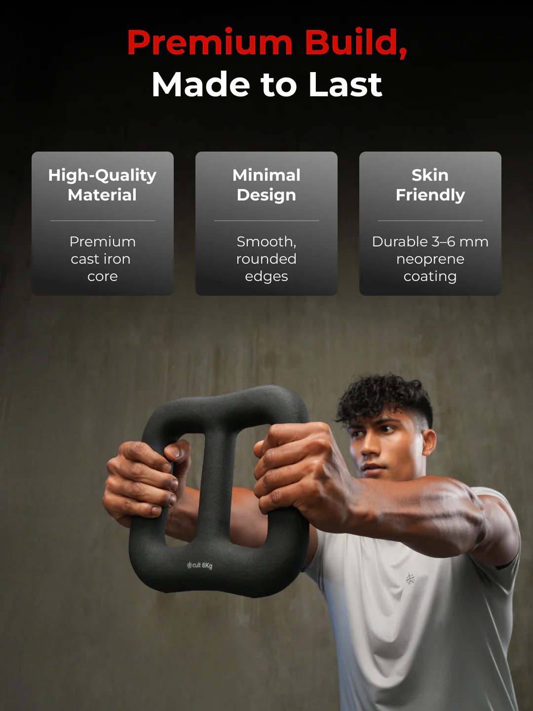Cult MultiFlex 6KG 3-in-1 Neoprene Coated Weight | Use as Kettlebell, Dumbbell & Weight Plate | Ideal for Full Body Workouts - Image 4