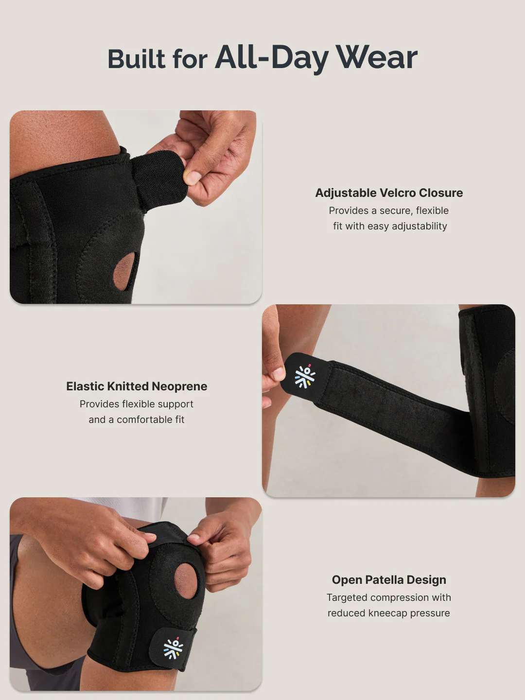 Cult Neoprene Knee Binder with Open Patella Adjustable Compression Support for Pain Relief & Stability Black - Unisex - Image 4