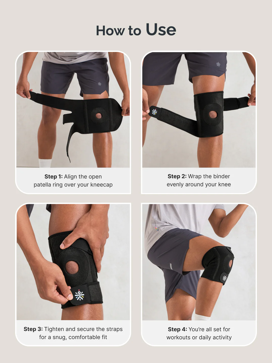 Cult Neoprene Knee Binder with Open Patella Adjustable Compression Support for Pain Relief & Stability Black - Unisex - Image 5