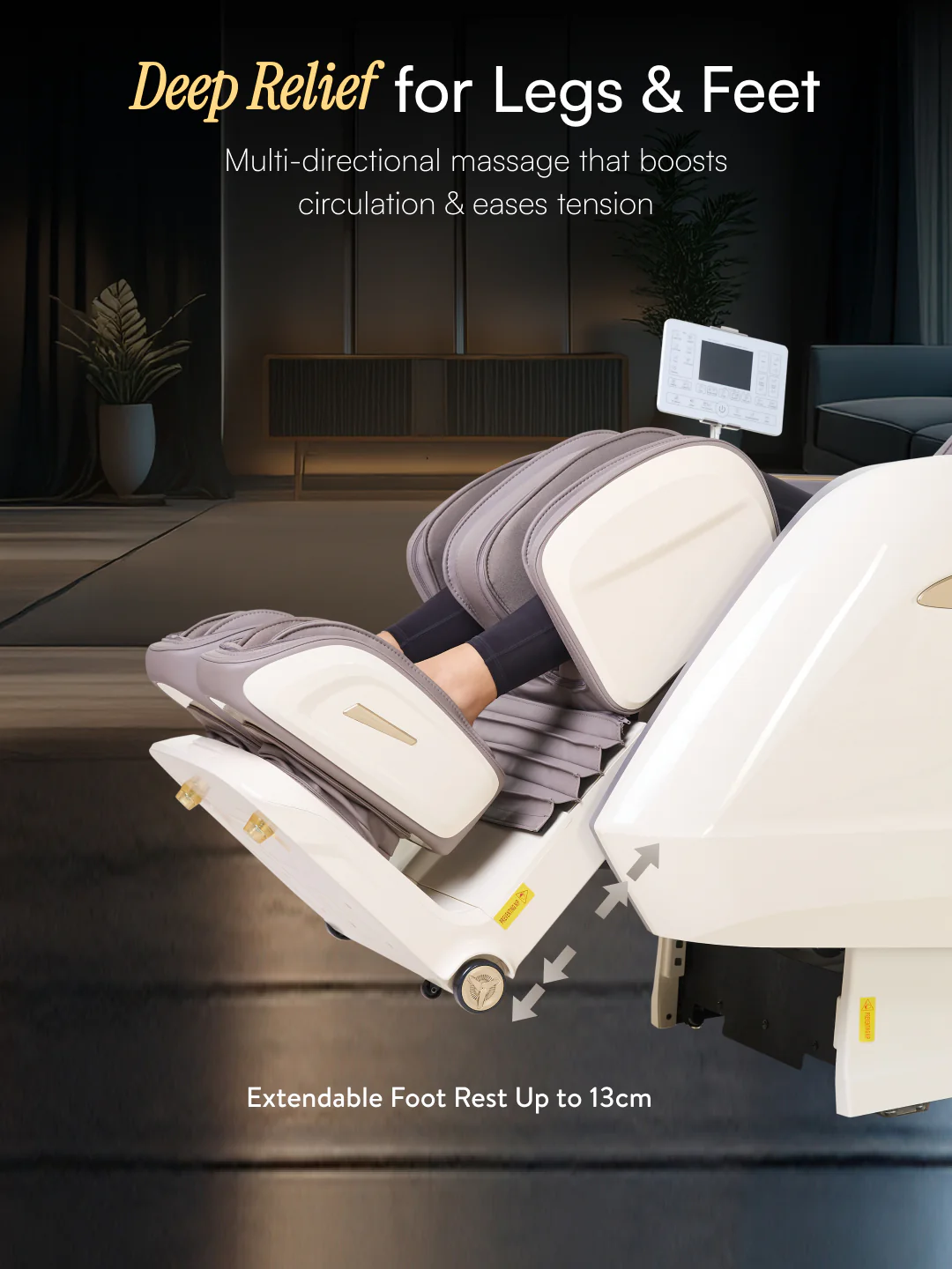 Cult Nirvana Advanced 4D Massage Chair with Leg Massager | Extended SL Track | 22 Auto Programs | Waist Heating | Zero-Gravity | AI Voice Control (Beige & White) - (6 Months extended Warranty) - Image 5