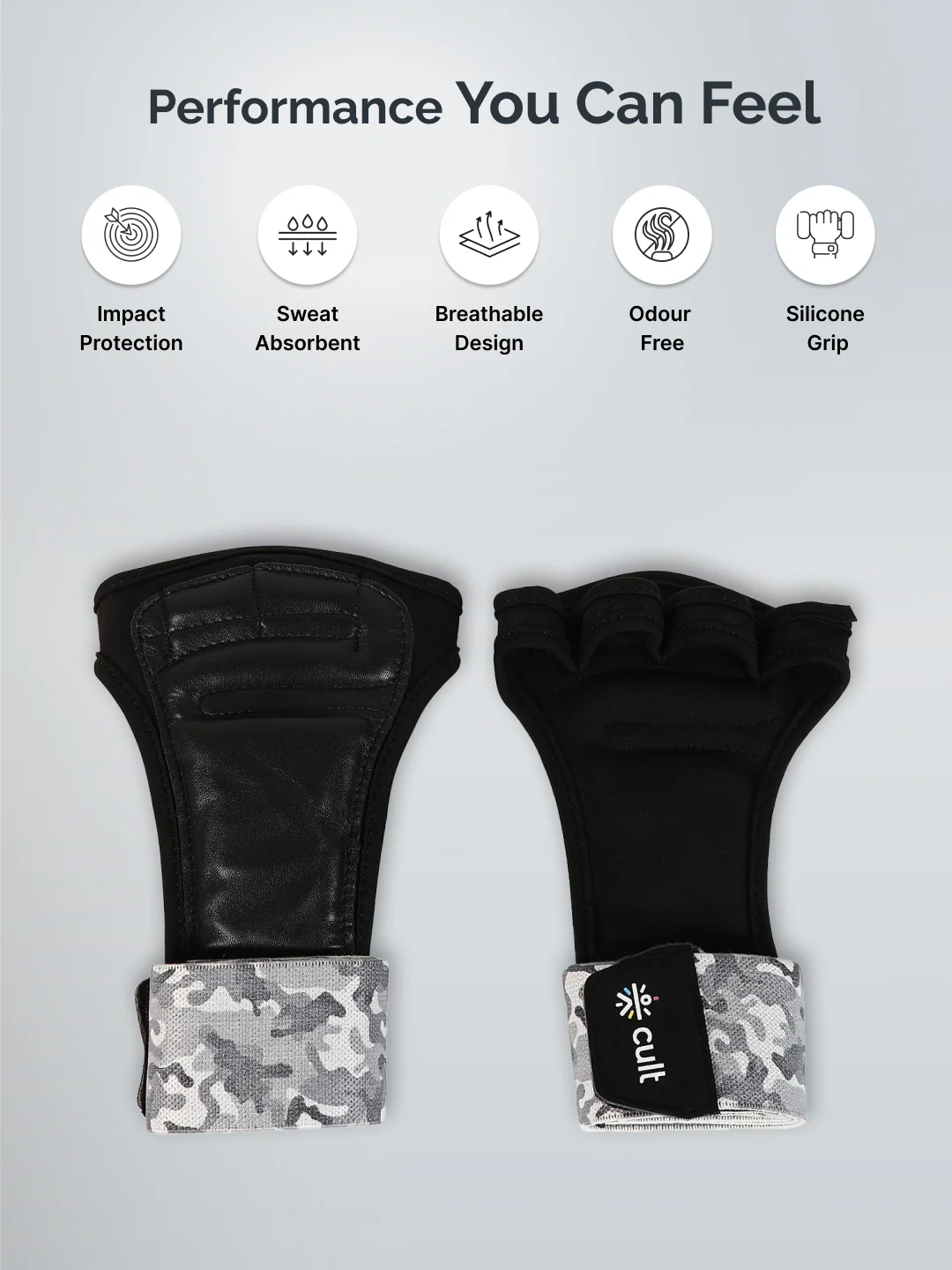 Cult Open Half Finger Gym Gloves with Leather Grip  Breathable Mesh, Sweat-Free Comfort for Training & Weightlifting - Image 3