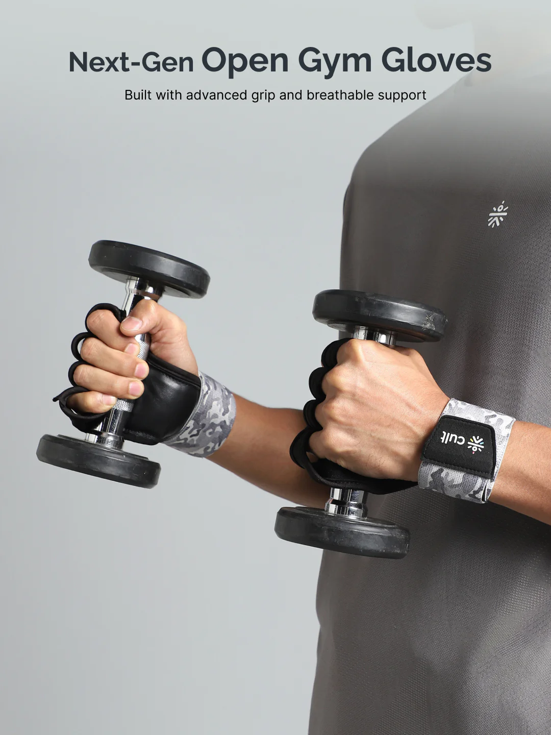Cult Open Half Finger Gym Gloves with Leather Grip  Breathable Mesh, Sweat-Free Comfort for Training & Weightlifting - Image 5