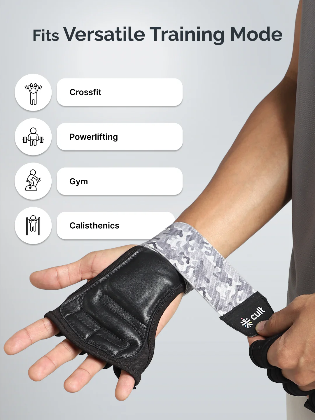 Cult Open Half Finger Gym Gloves with Leather Grip  Breathable Mesh, Sweat-Free Comfort for Training & Weightlifting - Image 6