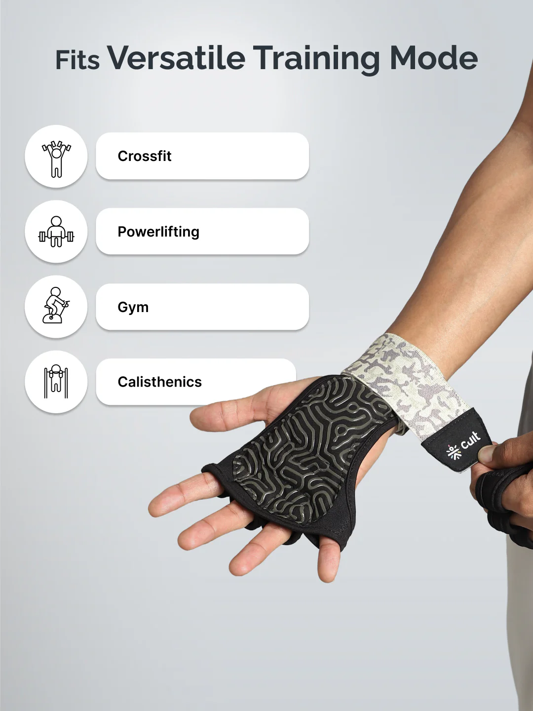 Cult Open Half Finger Gym Gloves with Silicone Grip  Breathable Mesh, Sweat-Free Comfort for Training & Weightlifting - Image 5