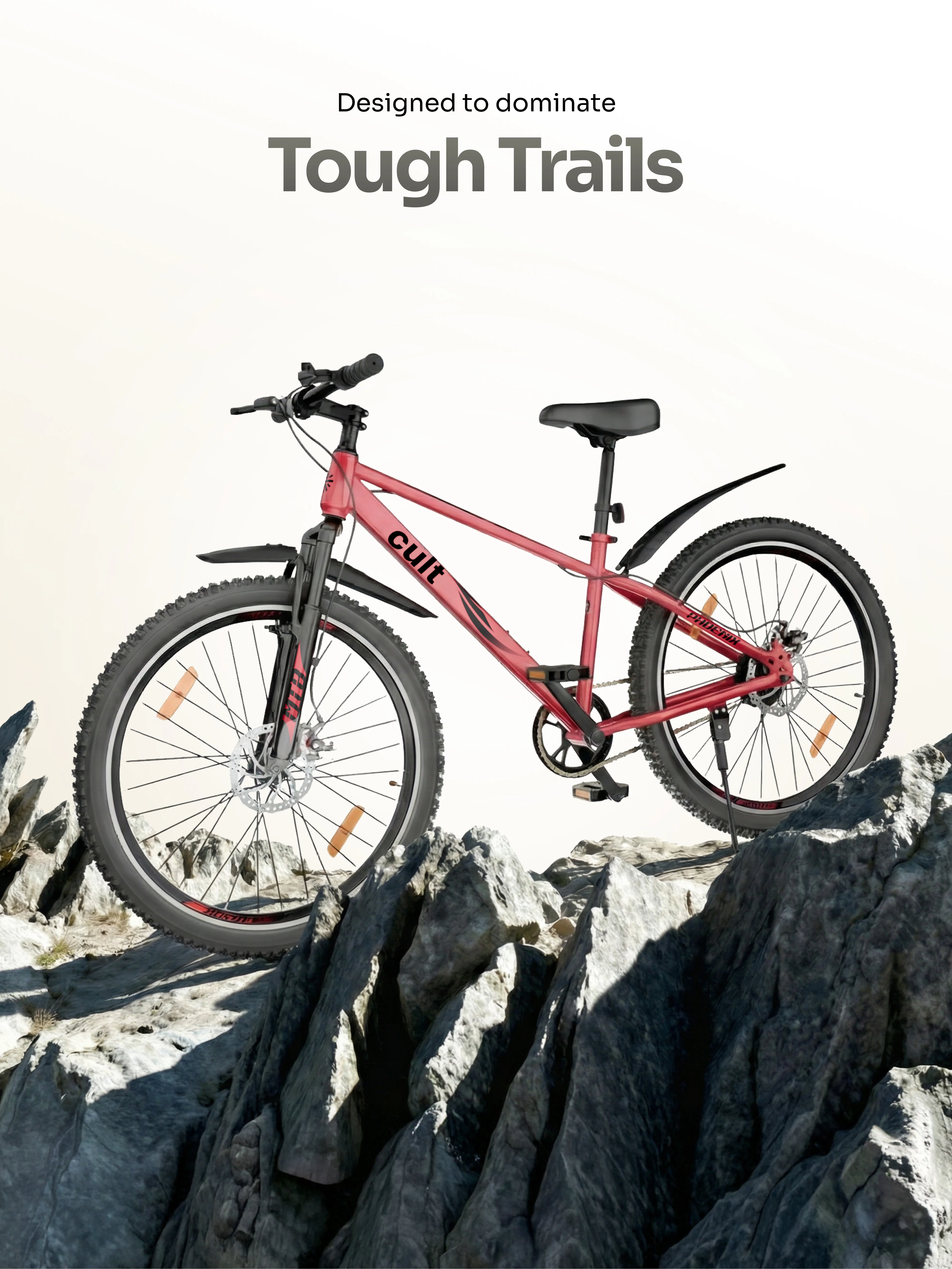 Cult Phoenix 29T Steel Mountain Bike with Dual Disc Brake and Front Suspension, Red - Image 2
