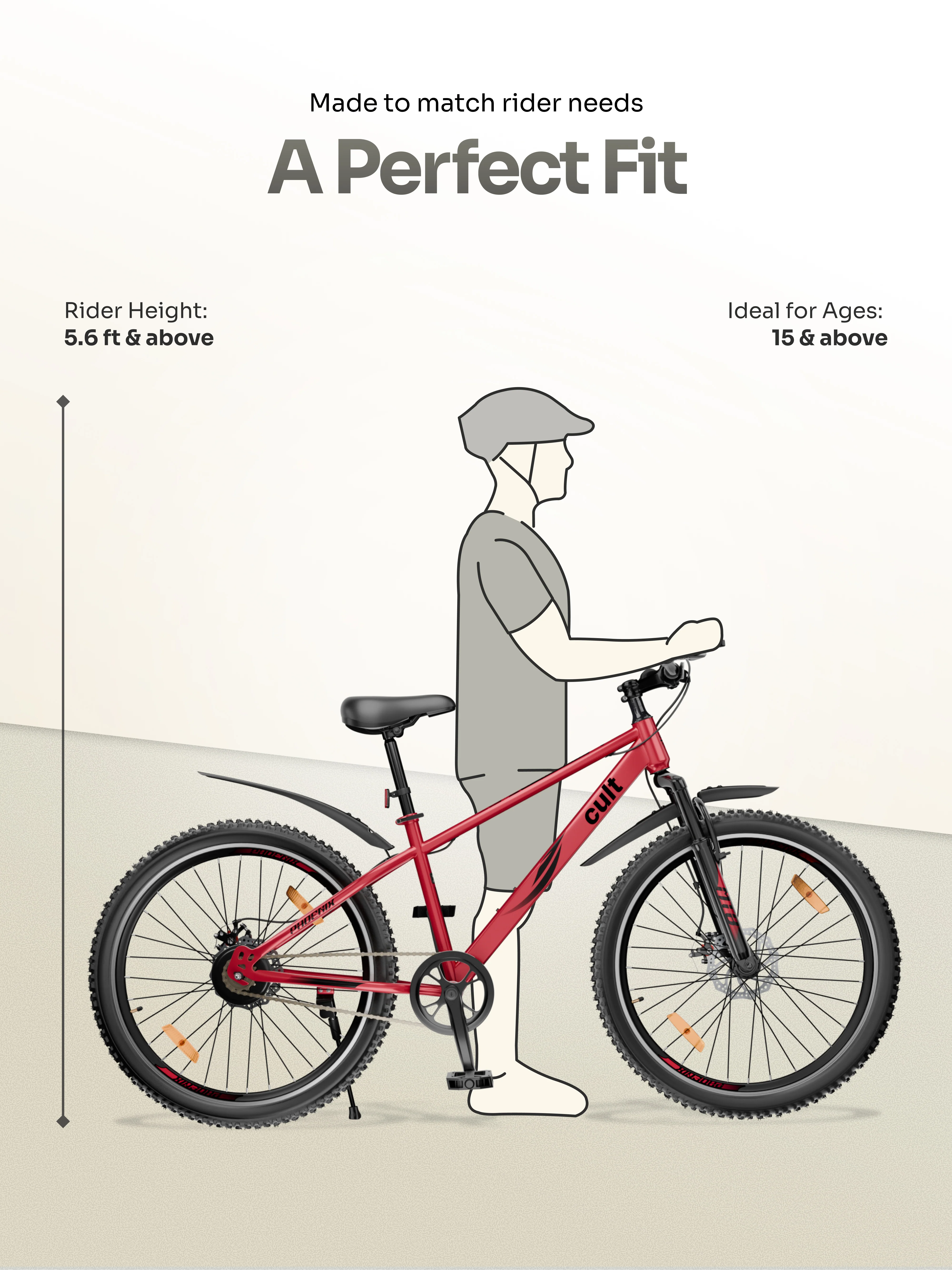 Cult Phoenix 29T Steel Mountain Bike with Dual Disc Brake and Front Suspension, Red - Image 7