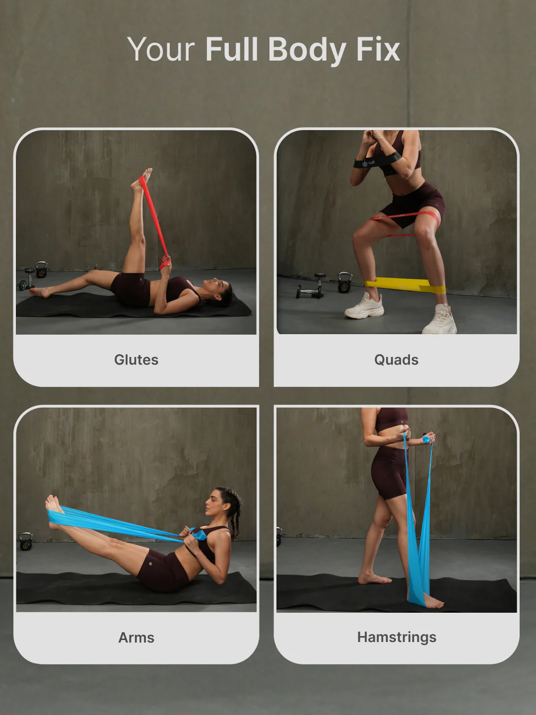 cult Pilates GYM Resistance Band for Fitness, Stretching, Yoga for Men & Women Toning Band Unisex Pack of 3 (Blue, Yellow and Red) - Image 6