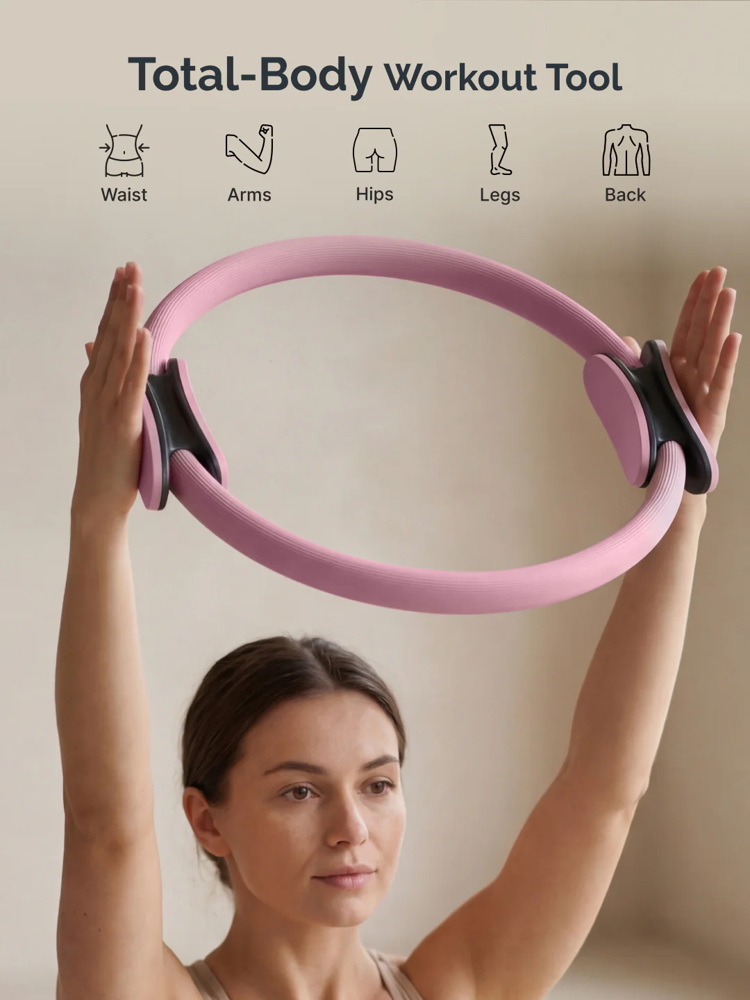 cult Pilates Ring – Durable Fiberglass Magic Circle with Dual-Grip Handles for Full Body Workout, Strength, Flexibility & Toning Pink - Image 7
