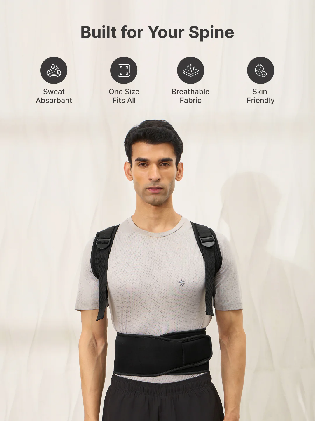 CULT Align Flex Posture Corrector Black Neoprene Back Support Belt for Men & Women Adjustable Spine & Shoulder Brace Breathable, All-Day Comfort Upper Back, Neck & Shoulder Alignment Support - Image 3