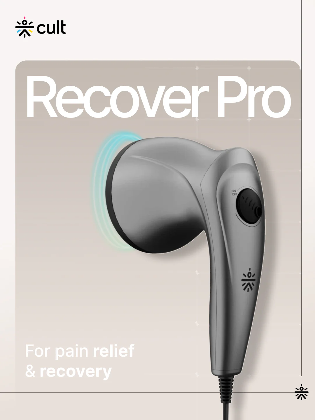 Cult Recover Pro Corded Electric massager, Variable Speed Settings, 4+1 Interchangeable heads, Deep Tissue full body Hammer Massager - Image 2