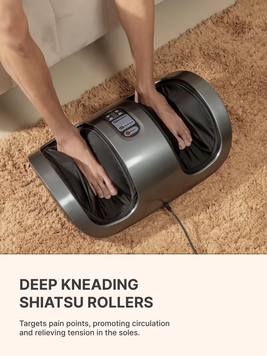 Cult Relax Foot & Leg Massager with Shiatsu Deep Kneading & Vibration Therapy | 4 Automated Programs | Improves Blood Circulation & Relieves Pain. - Image 3