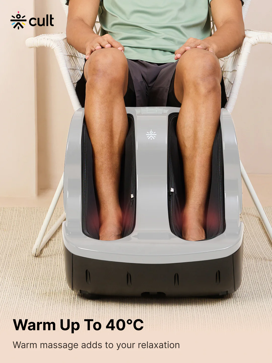 CULT Zen Pro, Foot & calf massager with Air Compression, Vibration & Warm Therapy, Pain Relief, Improves Blood Circulation, Suitable for Home usage, Grey - Image 4