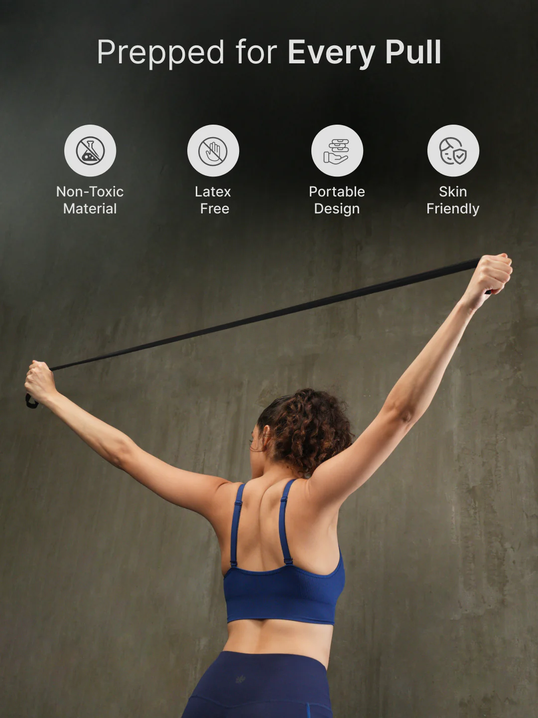 cult Resistance Band for Stretching, Pull Ups, Home Exercise and Gym Workout Stretch for Men & Women Black (11-30kgs Resistance) - Image 3