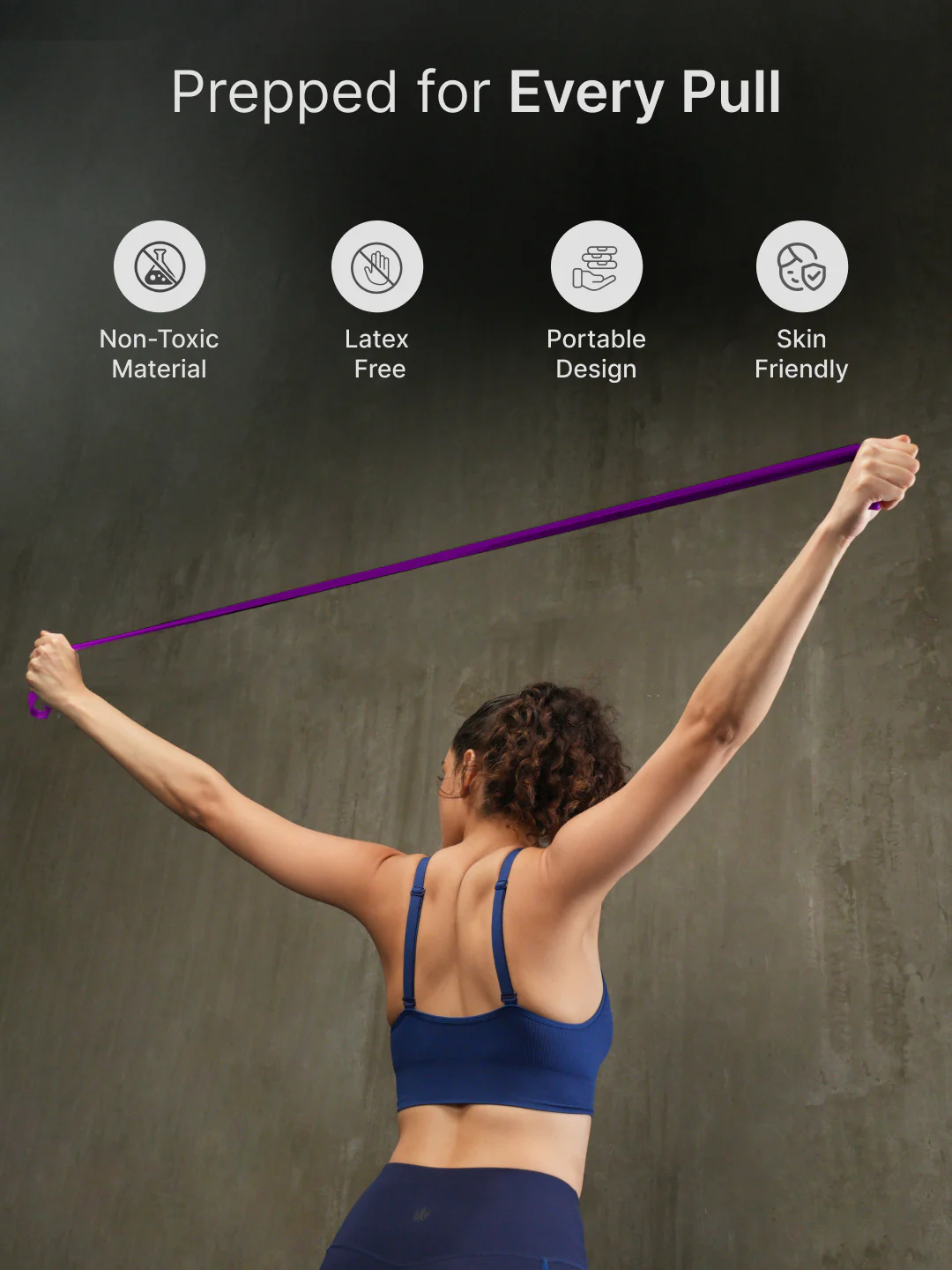 cult Resistance Band for Stretching, Pull Ups, Home Exercise and Gym Workout Stretch for Men & Women Purple(30-79 kgs Resistance) - Image 4