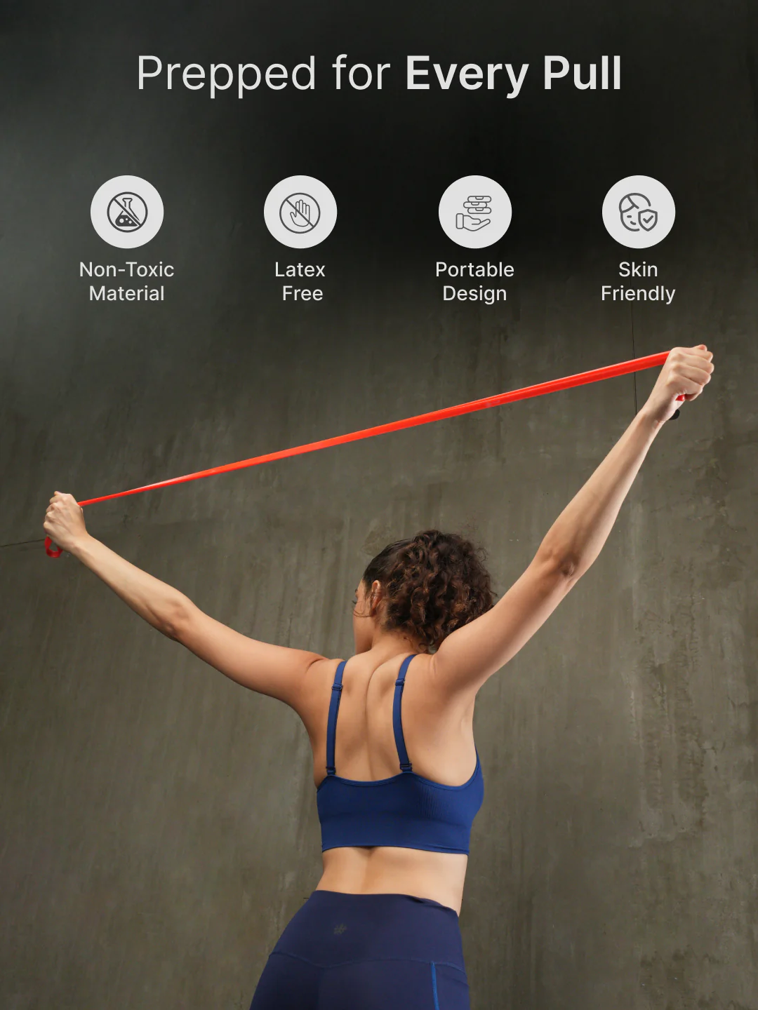 cult Resistance Band for Stretching, Pull Ups, Home Exercise and Gym Workout Stretch for Men & Women Red (7-15kgs Resistance) - Image 3