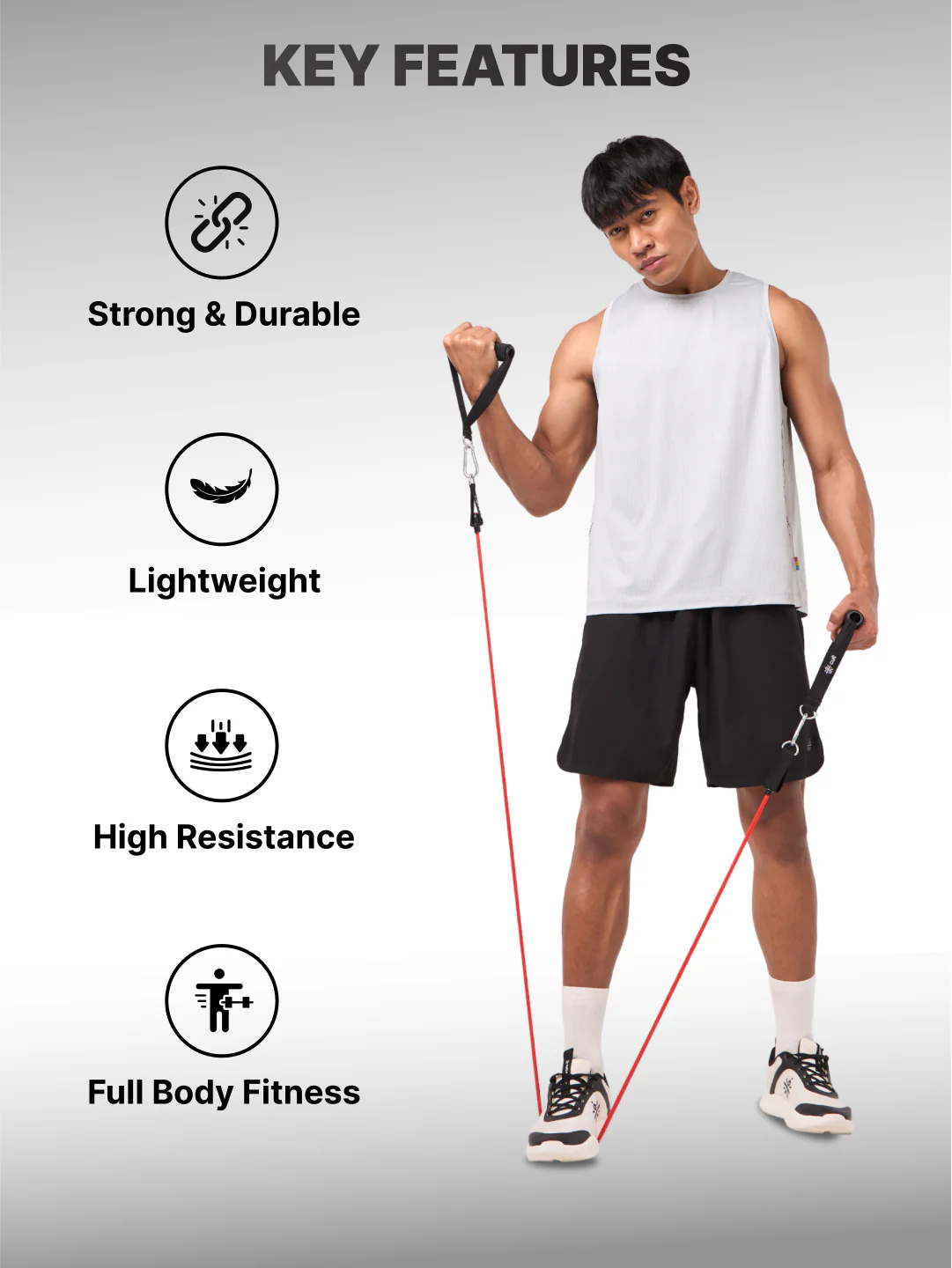 Cult Resistance Band Set of 11 with Handles, Portable Toning Tubes with Door Anchor & Foam Handles Resistance Tube Kit with Bag and Ankle Straps Included - Image 4