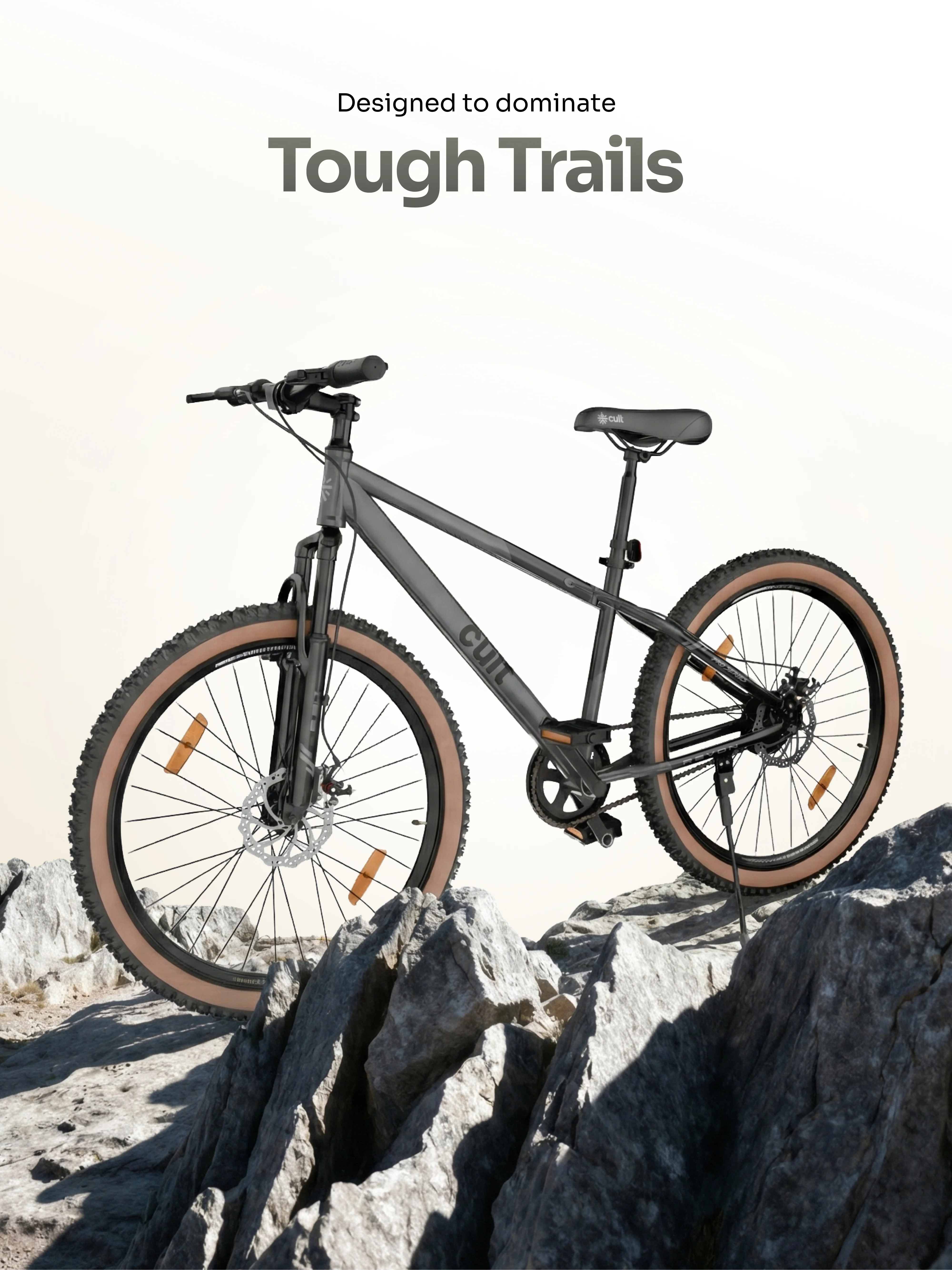 Cult Revon 27.5T Steel Mountain Bike with Dual Disc Brake and Front Suspension, Black-Grey - Image 2