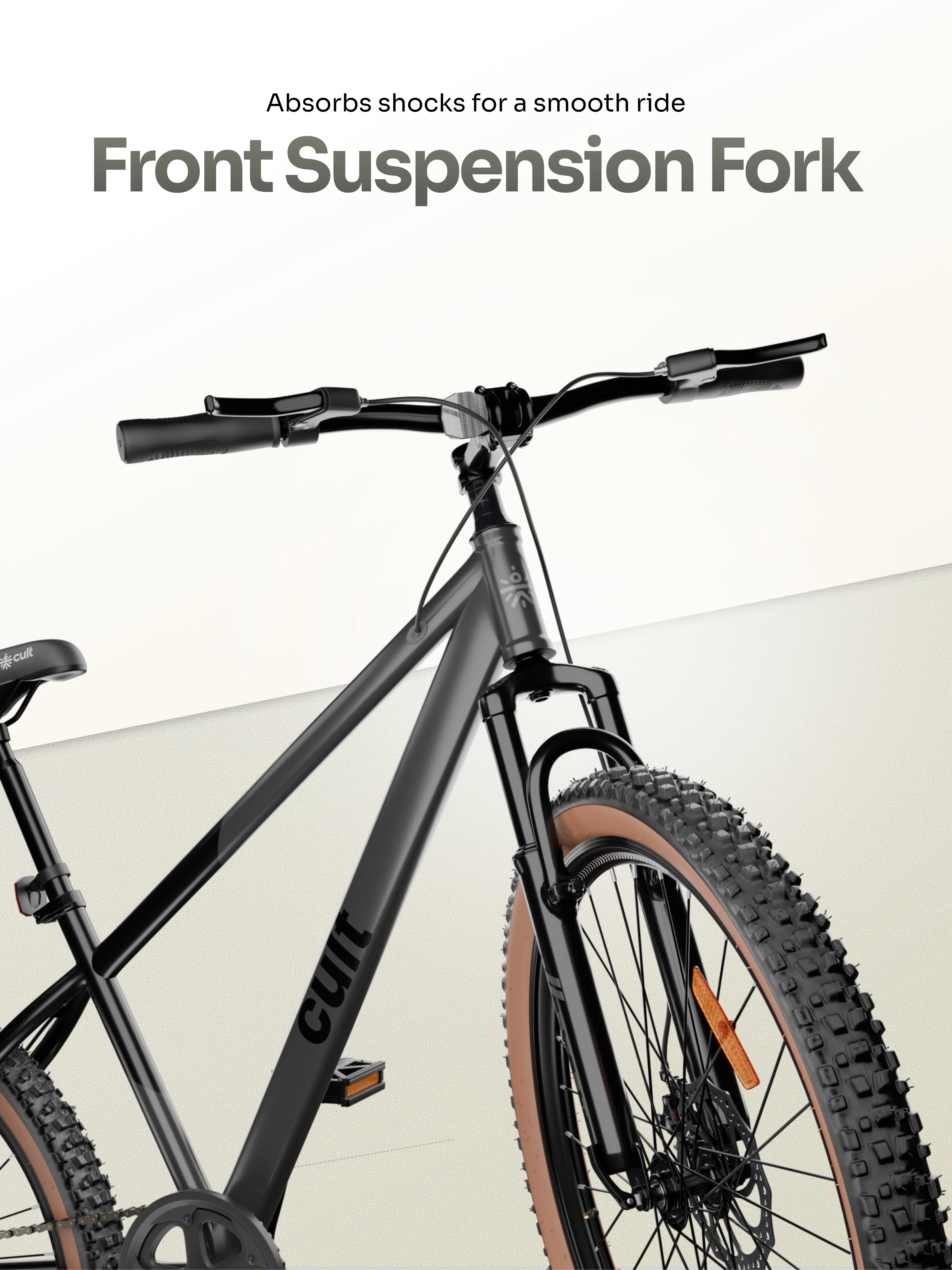 Cult Revon 27.5T Steel Mountain Bike with Dual Disc Brake and Front Suspension, Black-Grey - Image 3