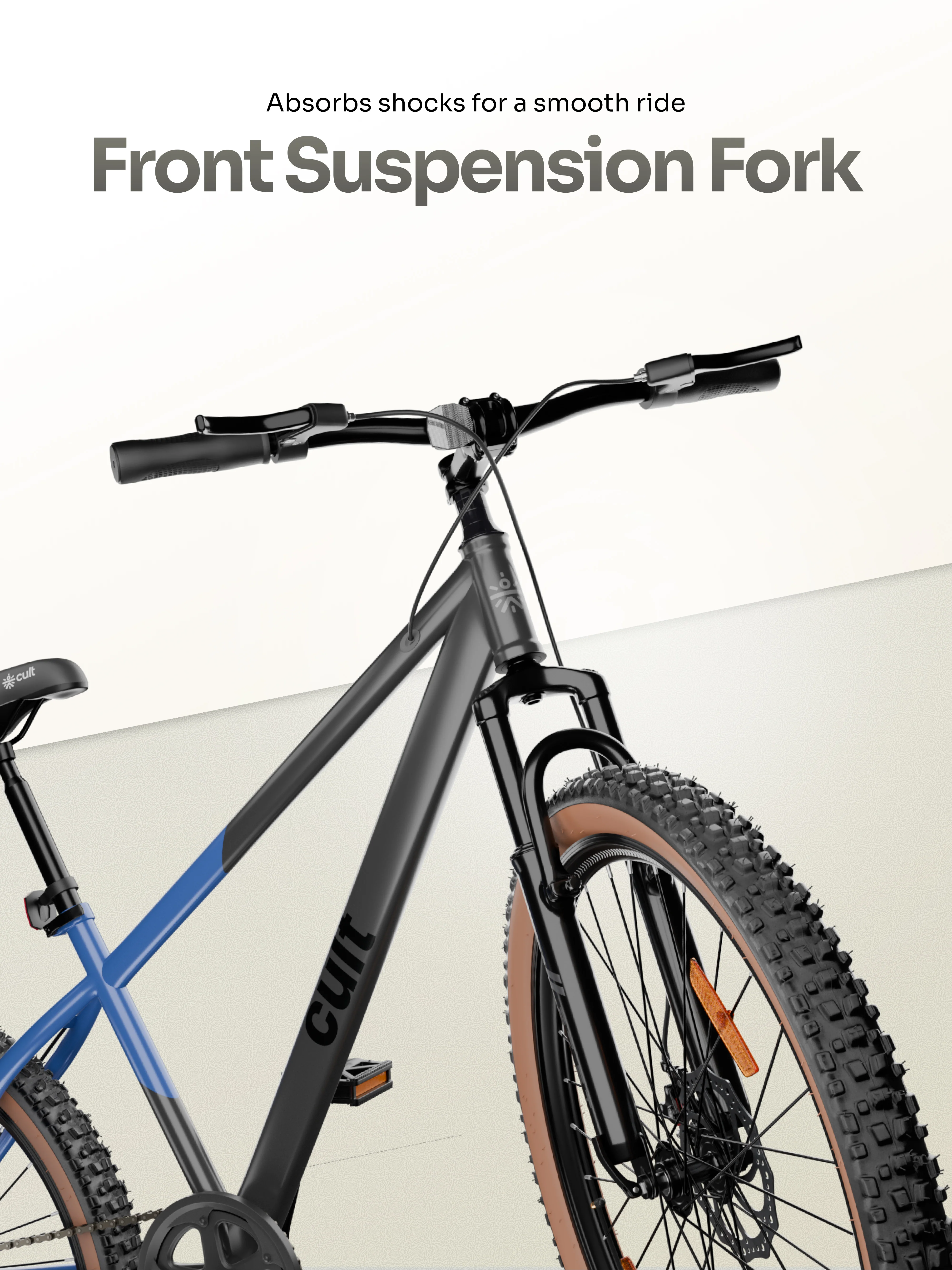 Cult Revon 27.5T Steel Mountain Bike with Dual Disc Brake and Front Suspension, Blue-Grey - Image 3