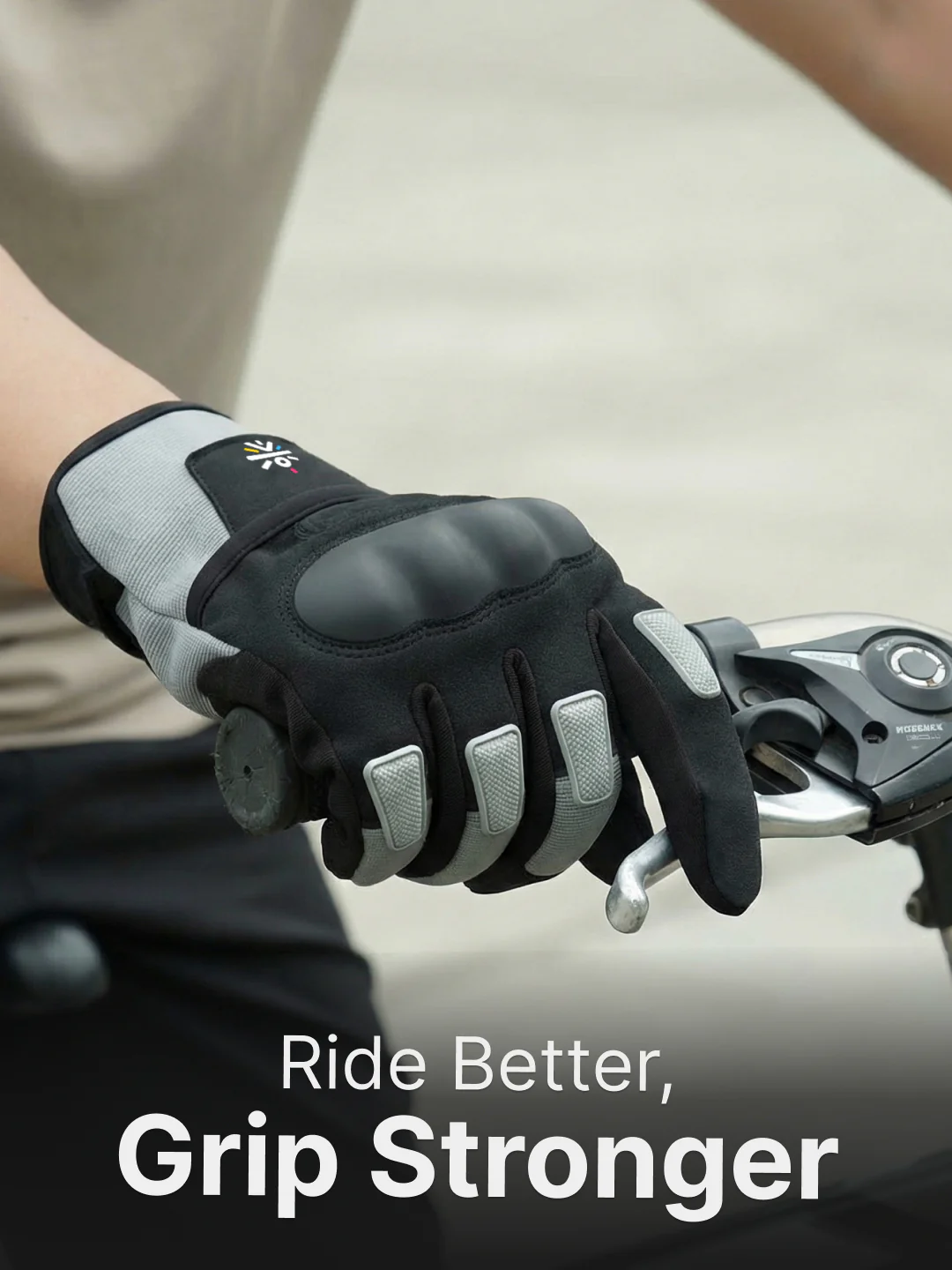 CULT Rider Bike Gloves Grey/Black - Full Finger Motorcycle & Cycling Gloves with Anti-Slip Grip, Breathable Fabric & Comfort Fit - Image 2