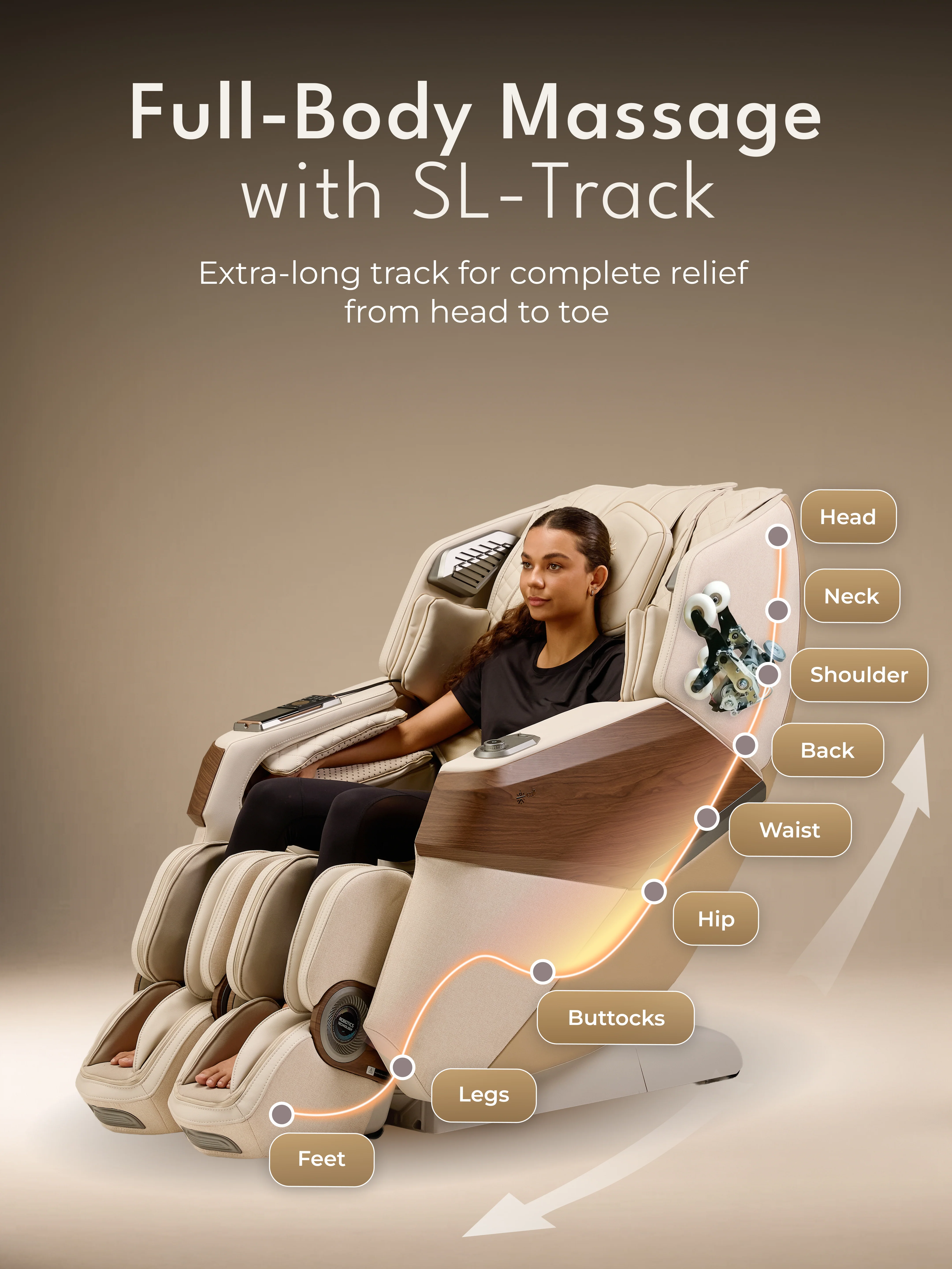 CULT Riviera Advanced 4D Massage Chair with Rovo Walking Technology | Extended SL Track | Zero Gravity | 23 Auto Modes | 6 Massage Techniques | Back & Leg Heating - Image 5