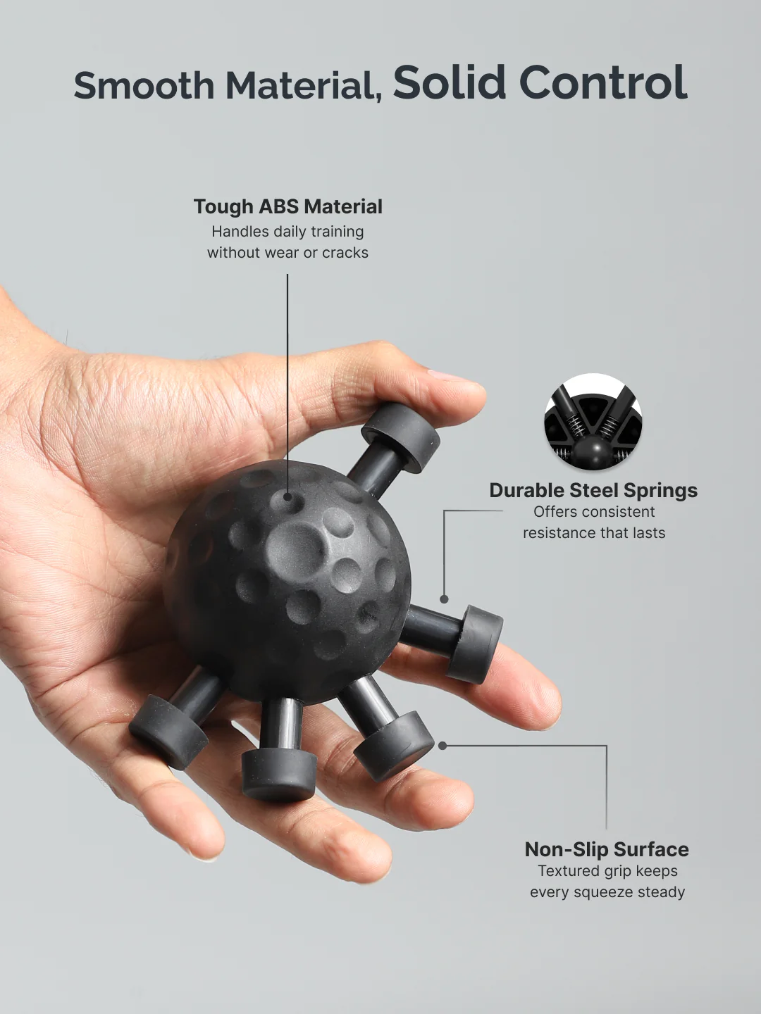 CULT Round Hand Gripper upto 30kg Resistance Portable ABS Grip Strengthener for Forearm, Wrist & Finger Training Black - Image 4