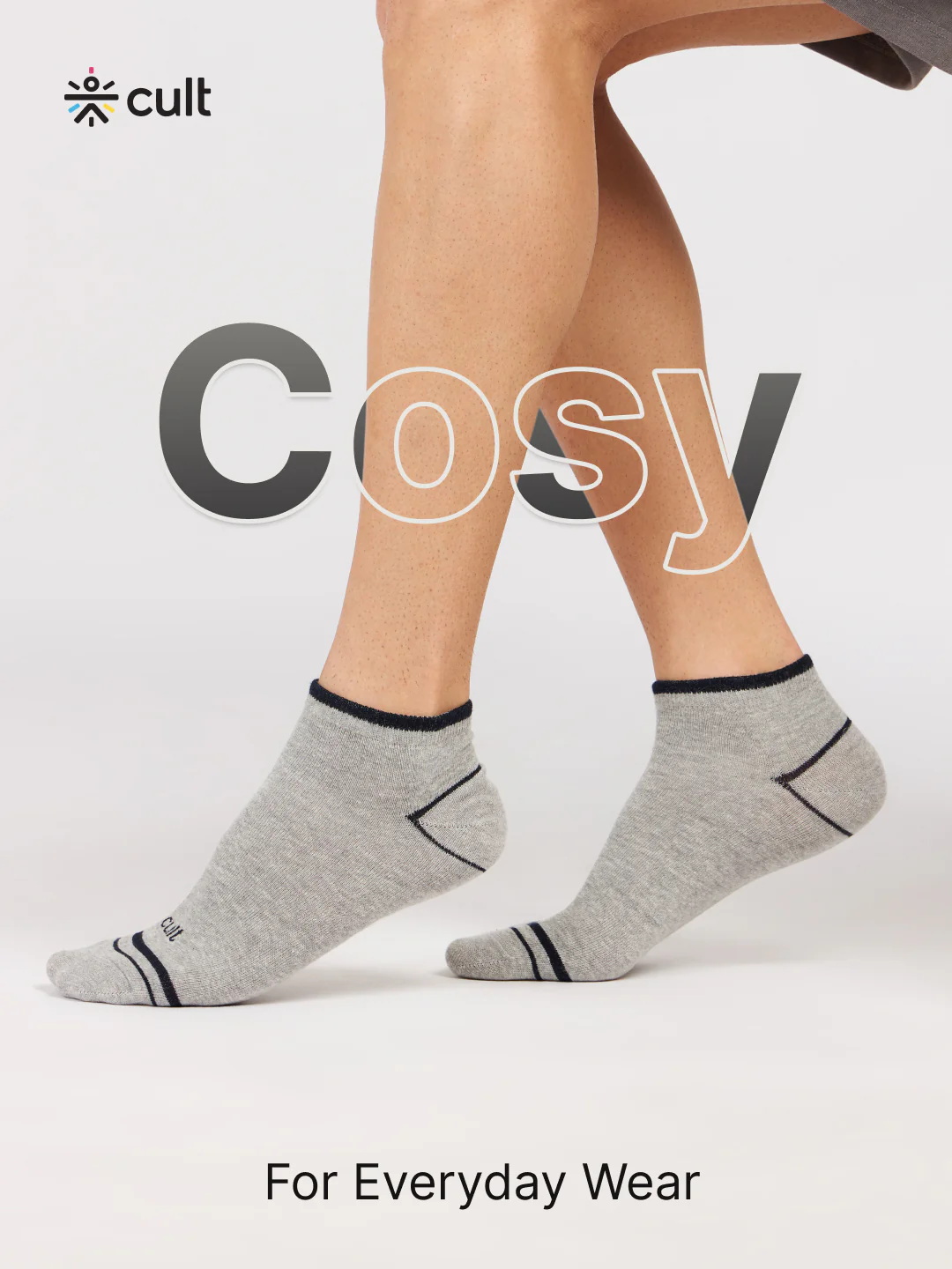 Casual Ankle Length Cotton Pack of 3 Black,White & Grey Socks Men - Image 2
