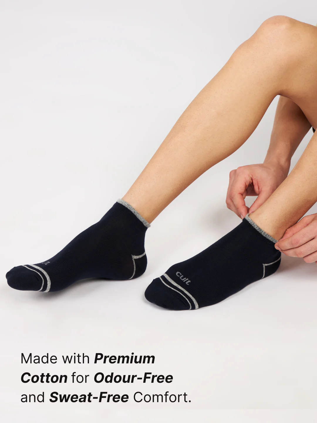 Casual Ankle Length Cotton Pack of 3 Black,White & Grey Socks Men - Image 3