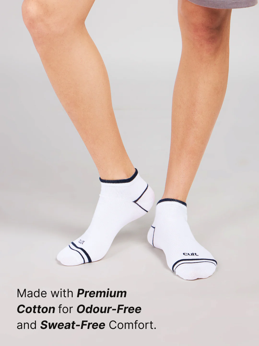 Casual Ankle Length Cotton Pack of 3 White Socks Men - Image 3