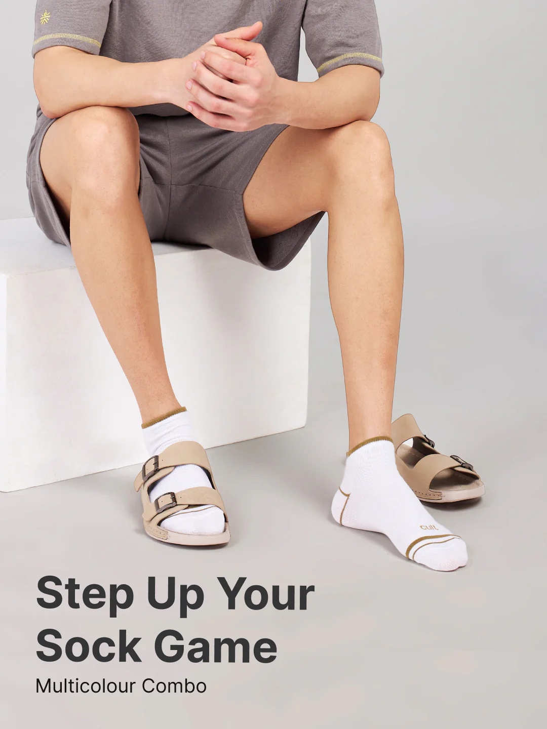 Casual Ankle Length Cotton Pack of 3 White Socks Men - Image 6