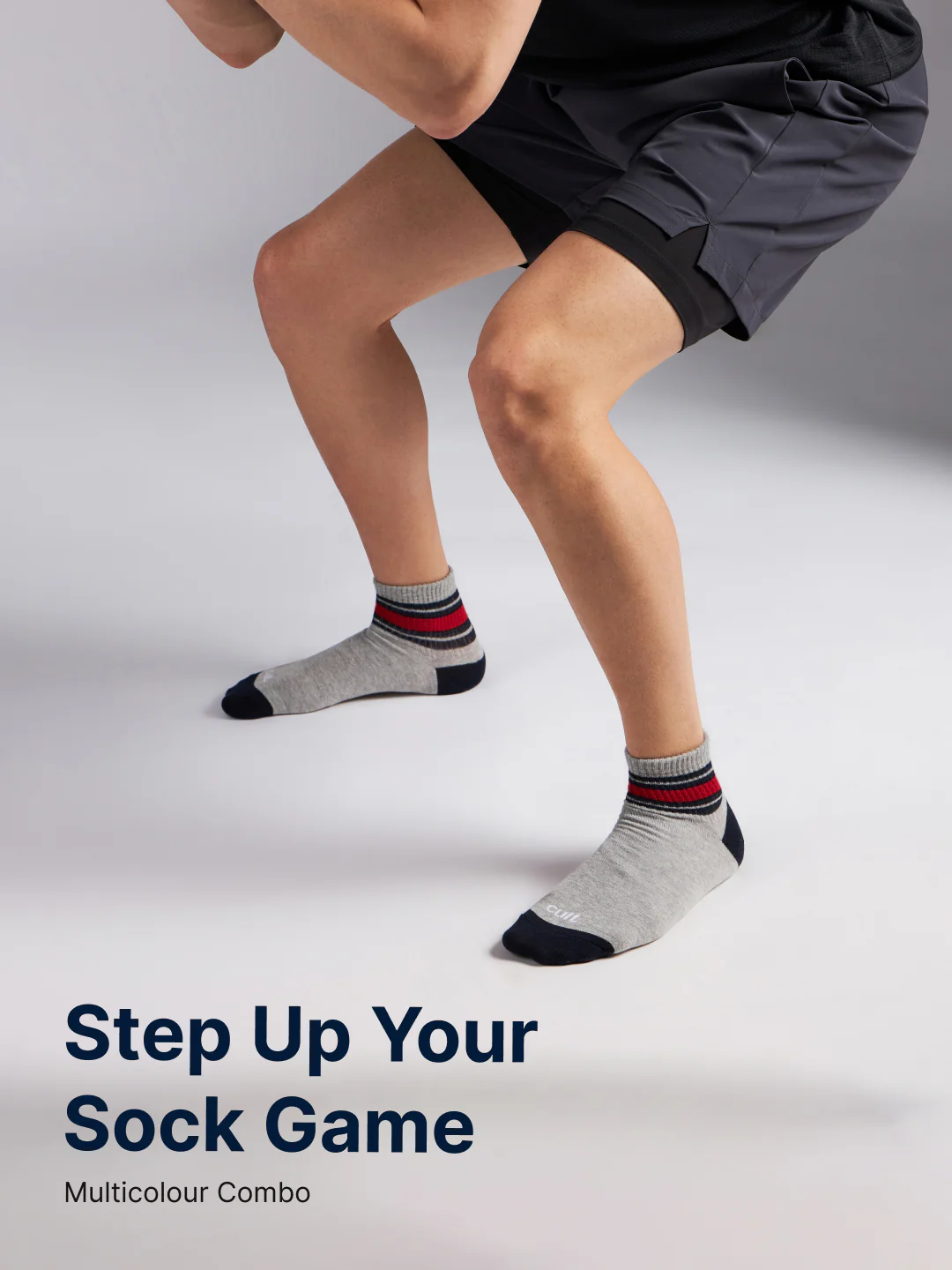 Sports Ankle Length Pack of 3 Grey Men's Cotton Socks - Image 7